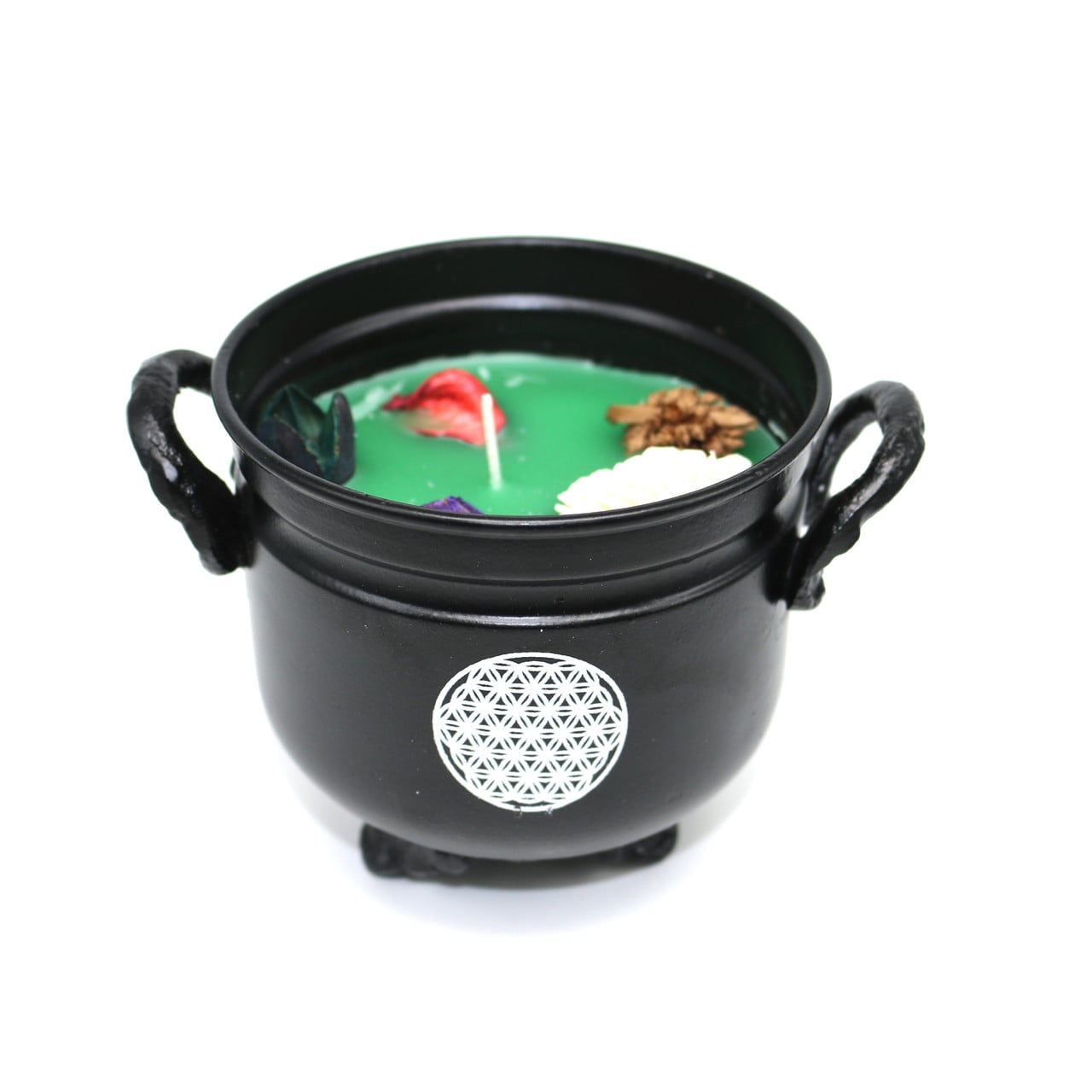 Amber Patchouli Flower of Life Cauldron Candle (326g) – Grounding & Sacred Energy