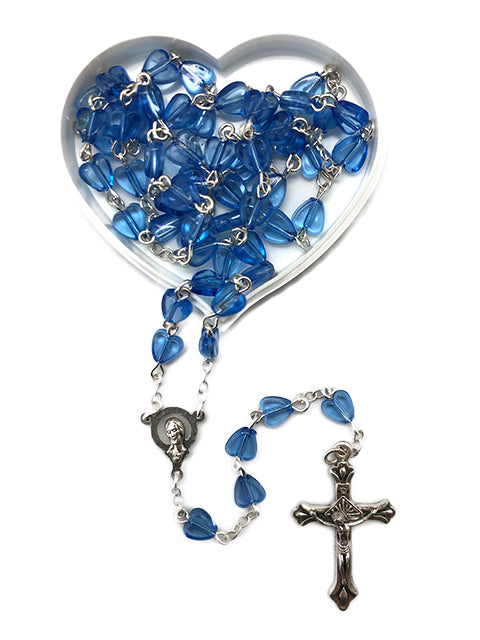 Blue Rosary in Heart Shape Case