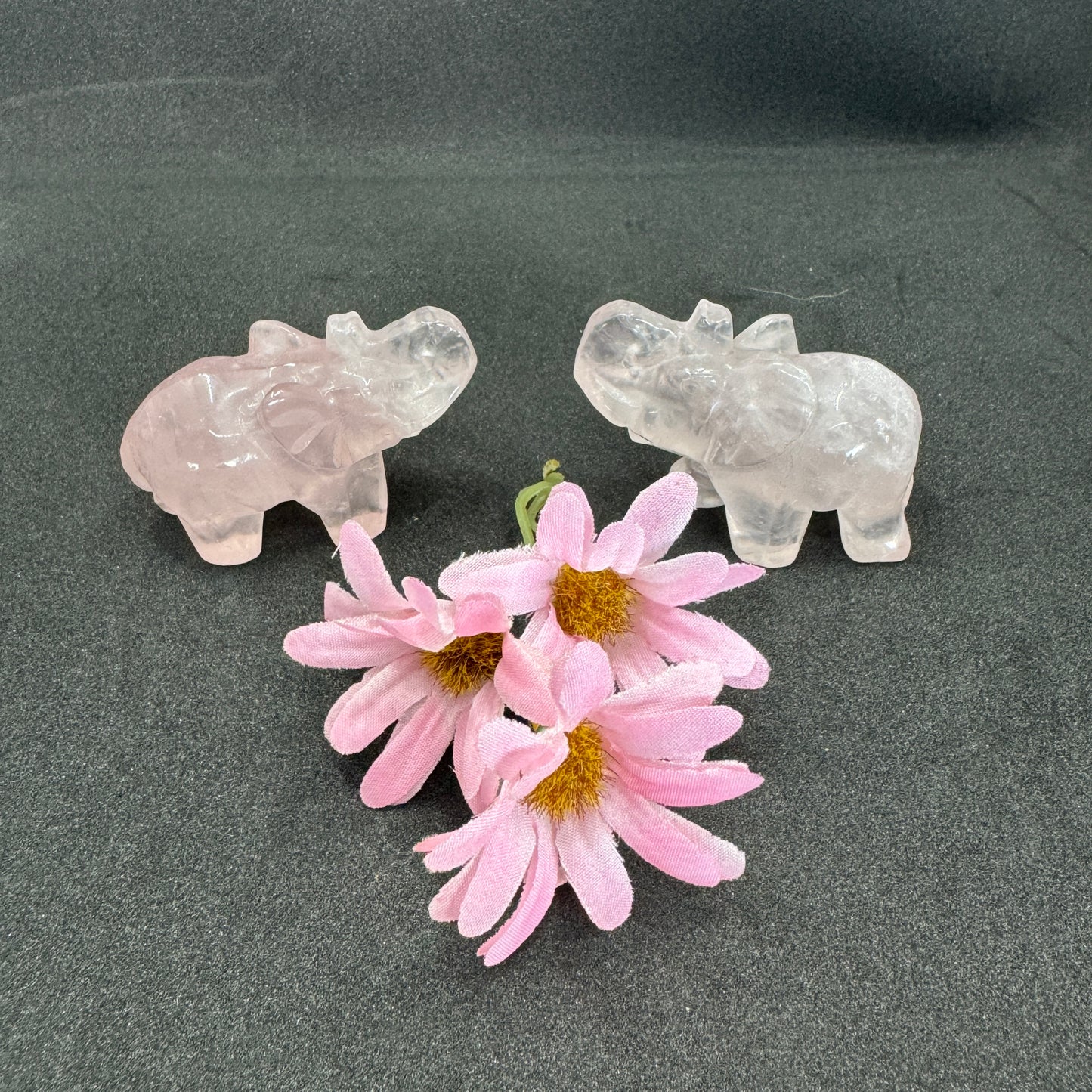Crystal Elephants (7cm) – Hand-Carved Healing Crystals for Luck, Strength & Spiritual Protection