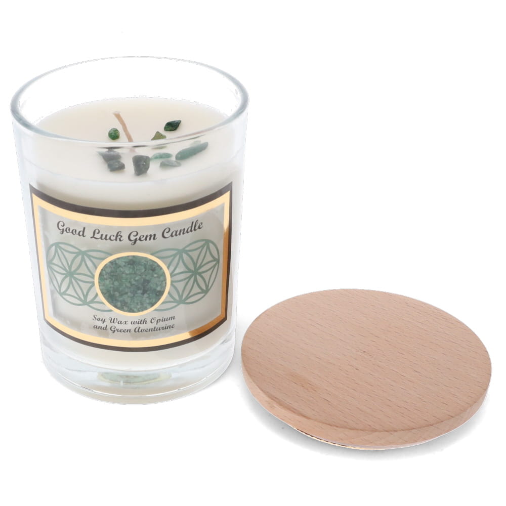 Good Luck Green Aventurine Gemstone Candle