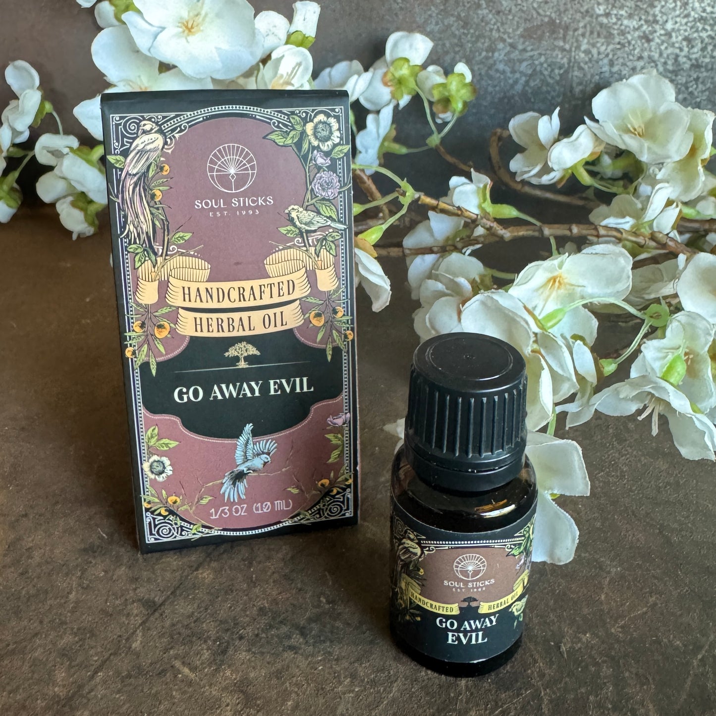 Go Away Evil Oil 10ml handcrafted banishing and spiritual protection ritual oil for energy clearing, aura cleansing, and sacred space rituals