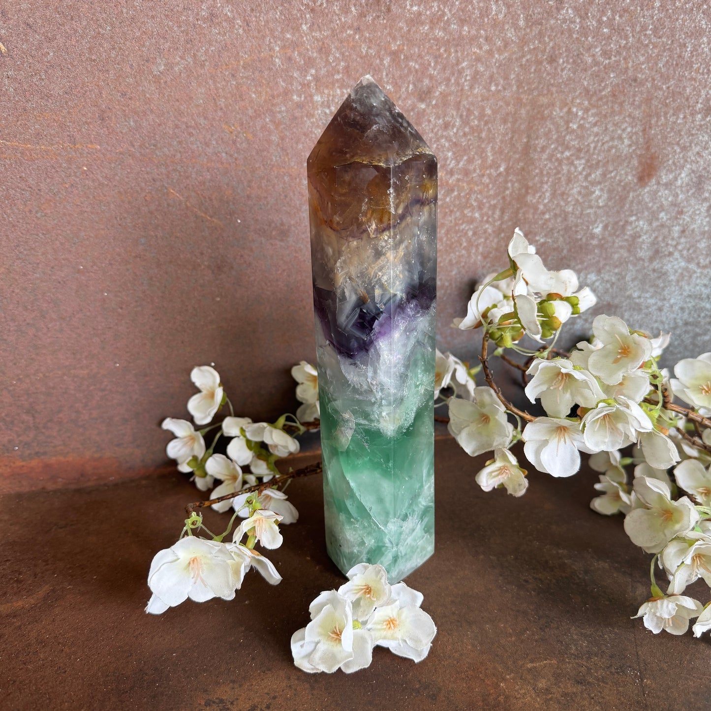 Rainbow Fluorite Crystal Tower – Clarity, Energy Alignment & Spiritual Healing