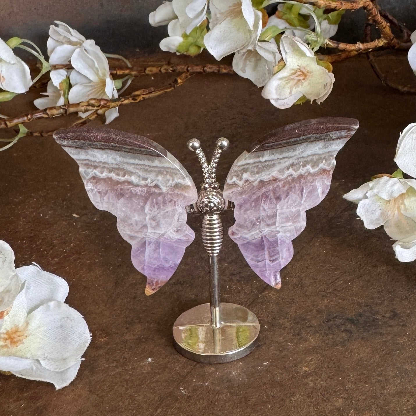 Mini Amethyst & Agate Crystal Butterfly – Protection, Peace & Spiritual Healing