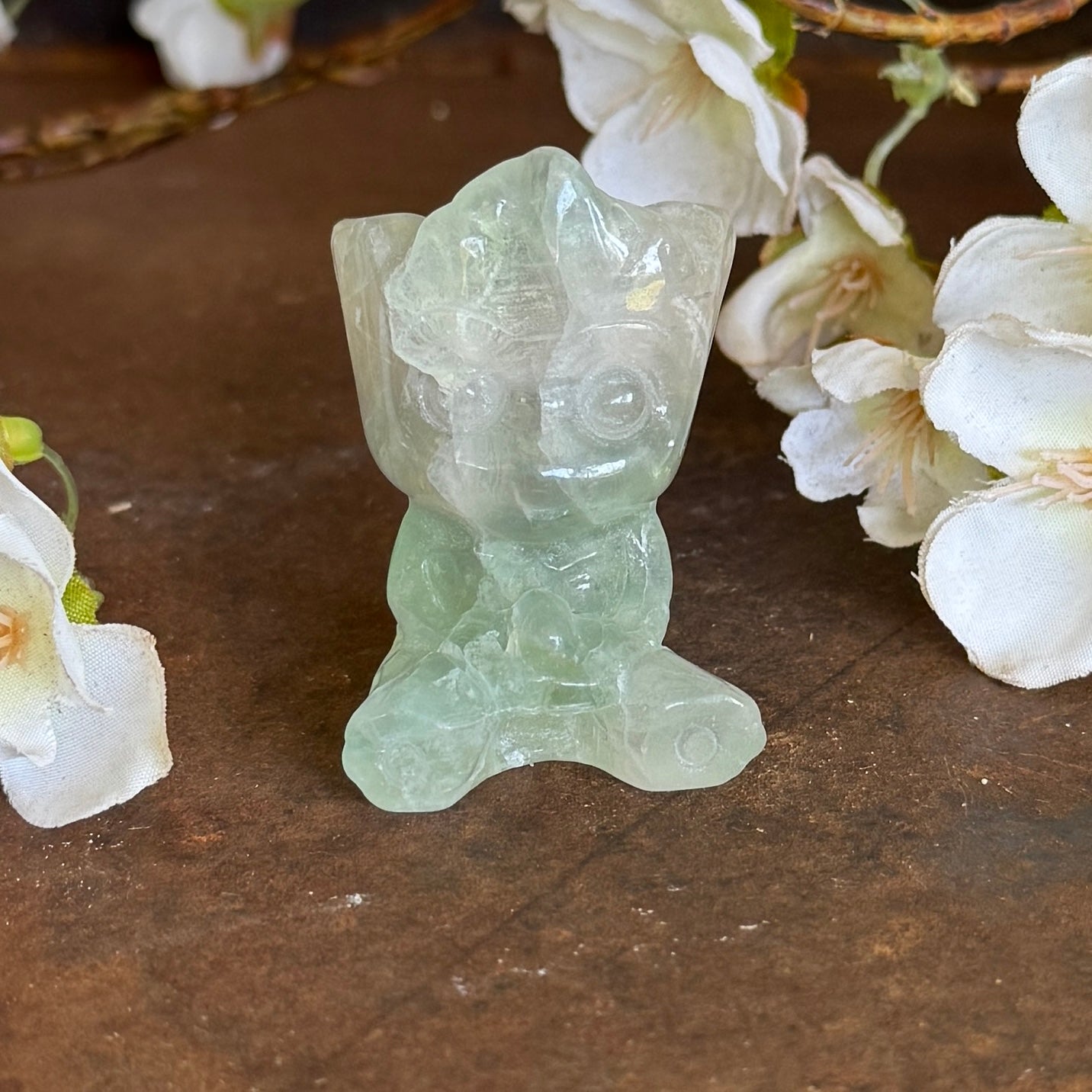 Groot Fluorite Crystal Carving – Intuition, Protection & Emotional Healing