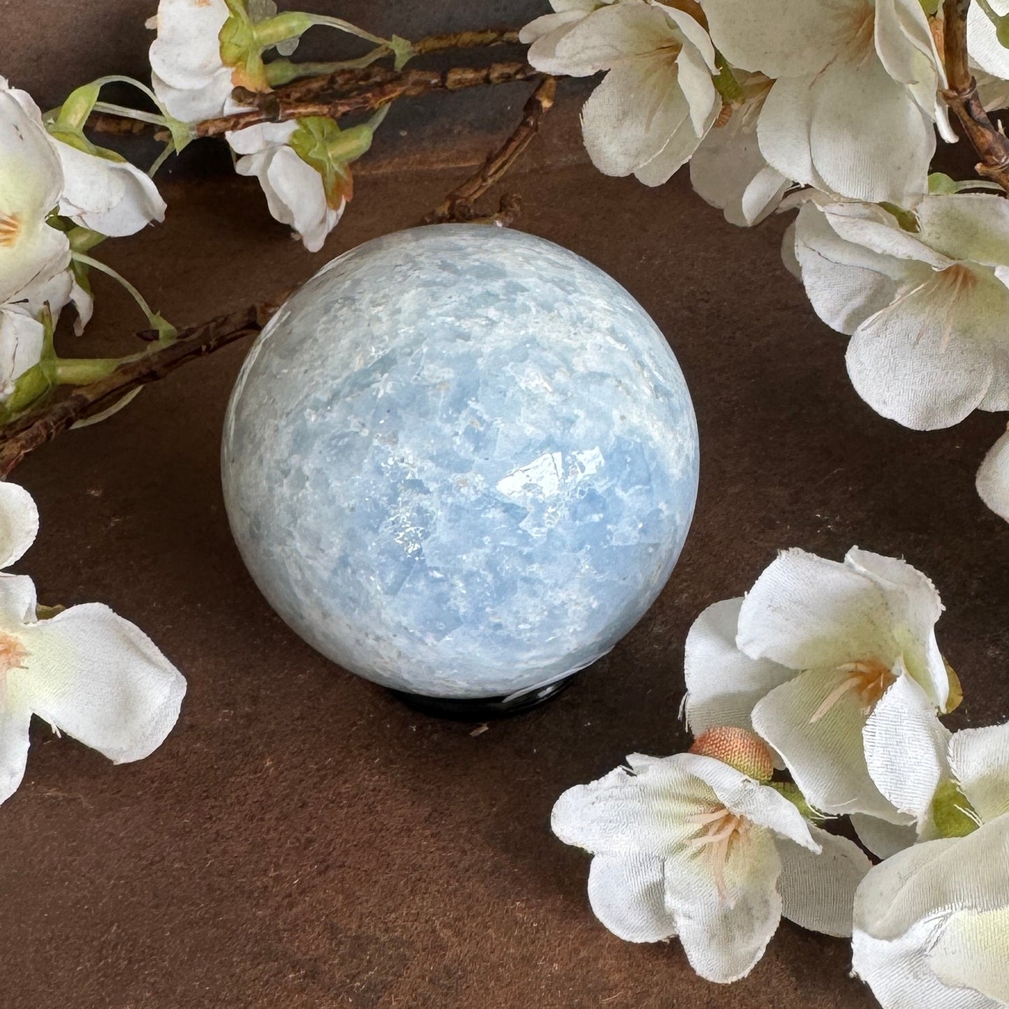 Blue Celestite Crystal Sphere – Serenity, Angelic Connection & High-Vibration Spiritual Healing