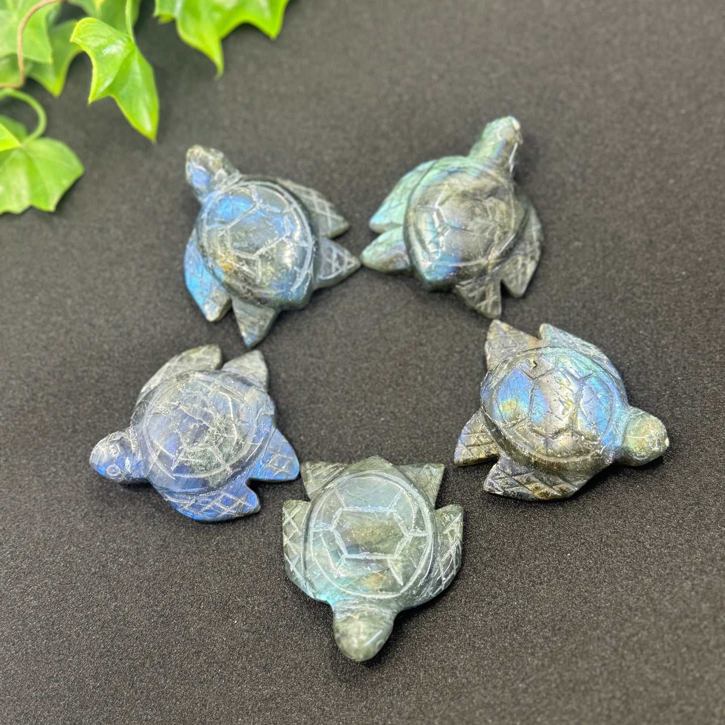 Labradorite Crystal Turtle – Hand-Carved Healing Crystal for Intuition, Protection & Wisdom