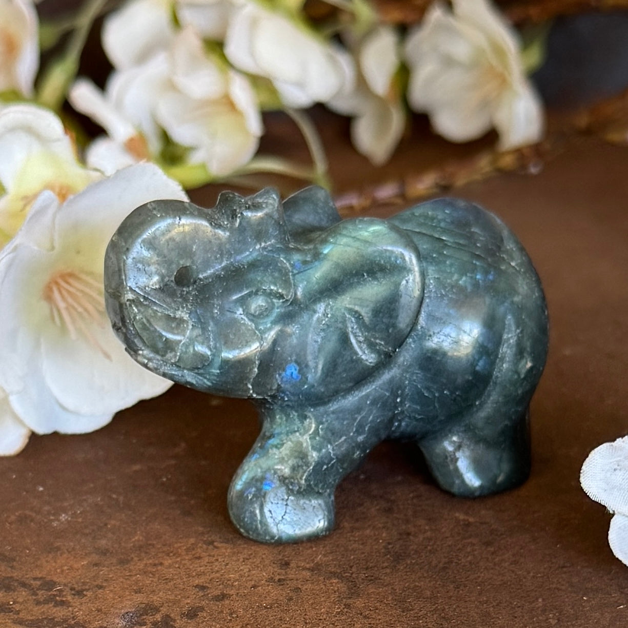 Labradorite Crystal Elephant Carving - Intuition, Protection & Spiritual Awakening