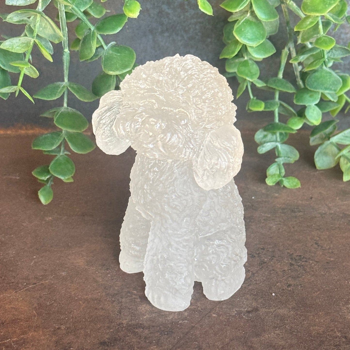 Crystal-Infused Resin Moodle/Cavoodle/Toy Poodle Dog Figurine – Promote Positive Energy & Emotional Balance