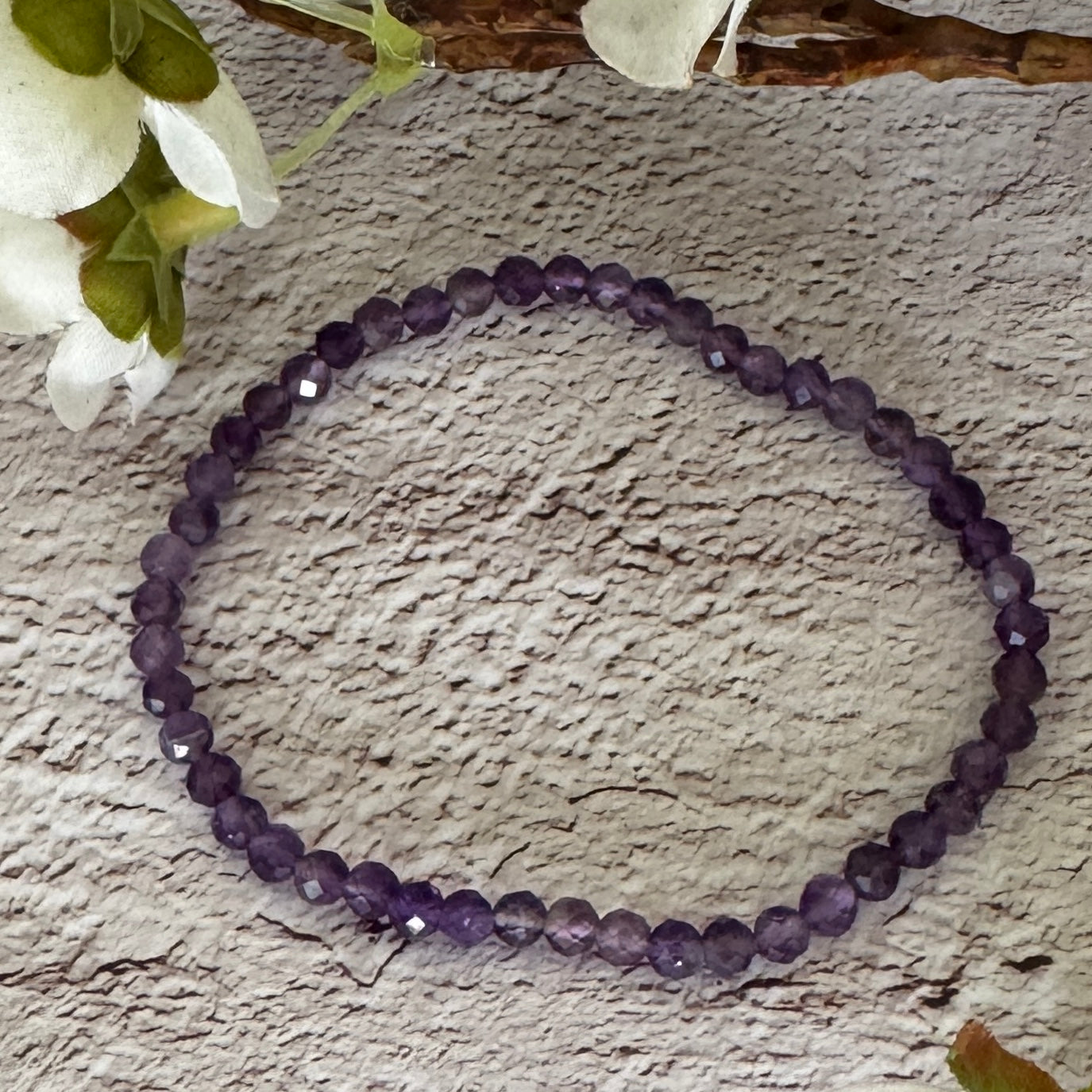 Amethyst Faceted Crystal Bracelet 4mm