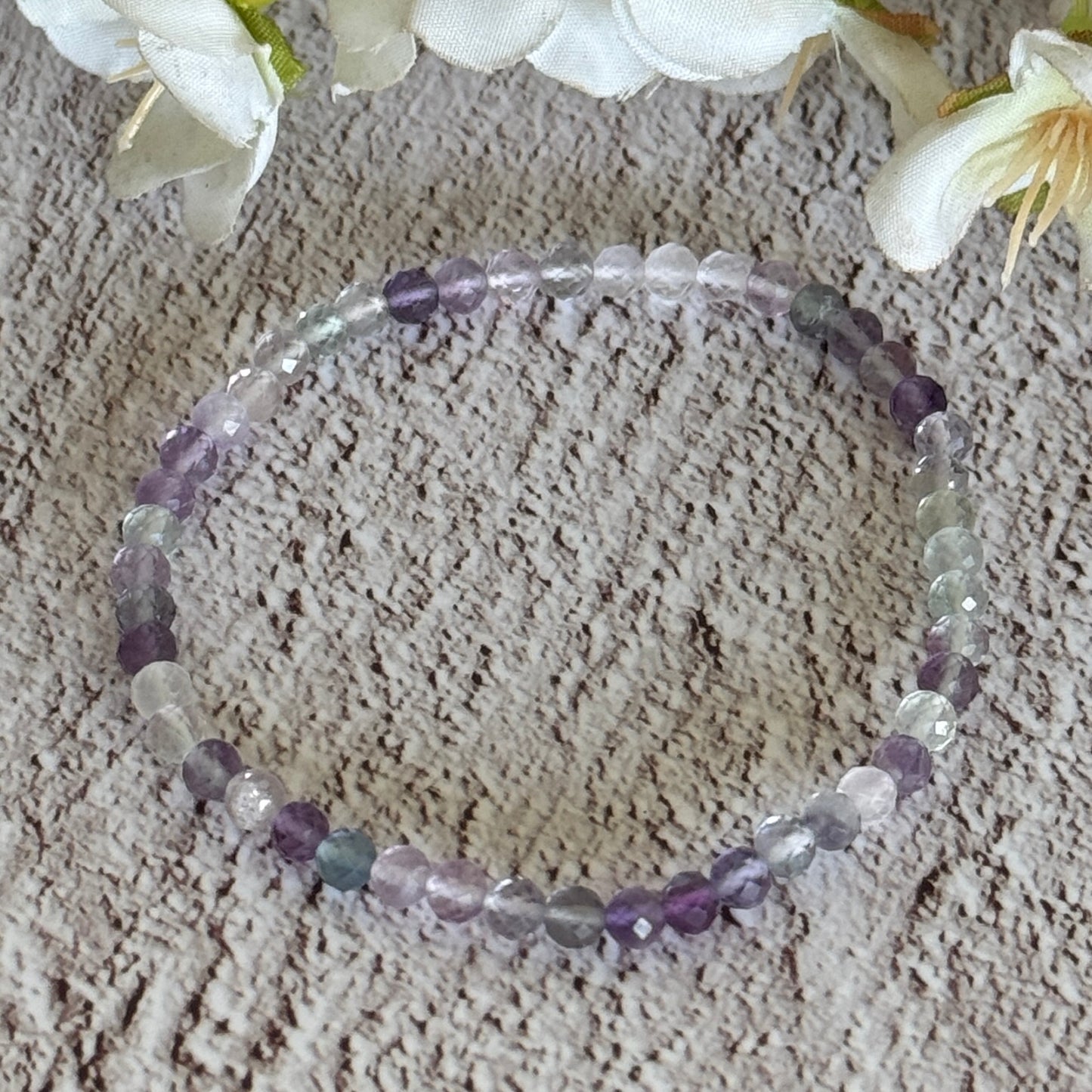 Fluorite Faceted Crystal Bracelet 4mm – Spiritual Healing & Emotional Balance