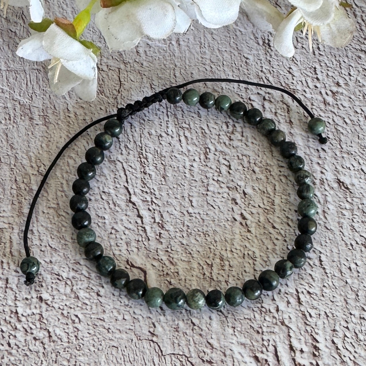Kambaba Jasper Unisex Adjustable Bracelet 4mm – Grounding, Abundance & Emotional Healing