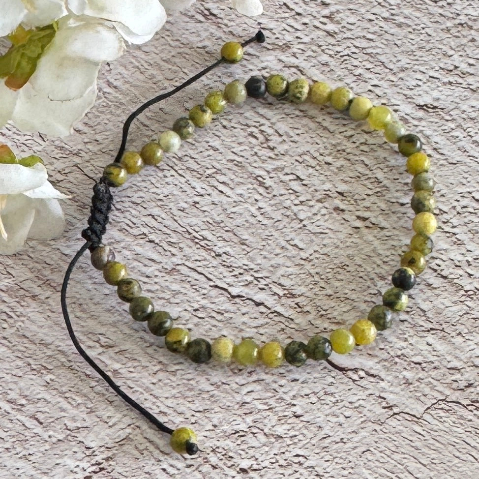 Yellow Turquoise Unisex Adjustable Bracelet 4mm