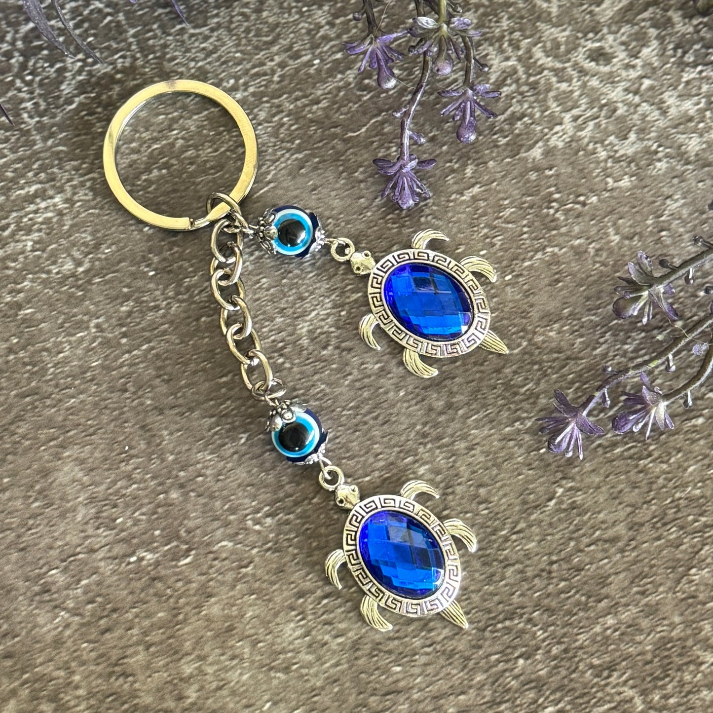 Turtles with Evil Eye Keychain
