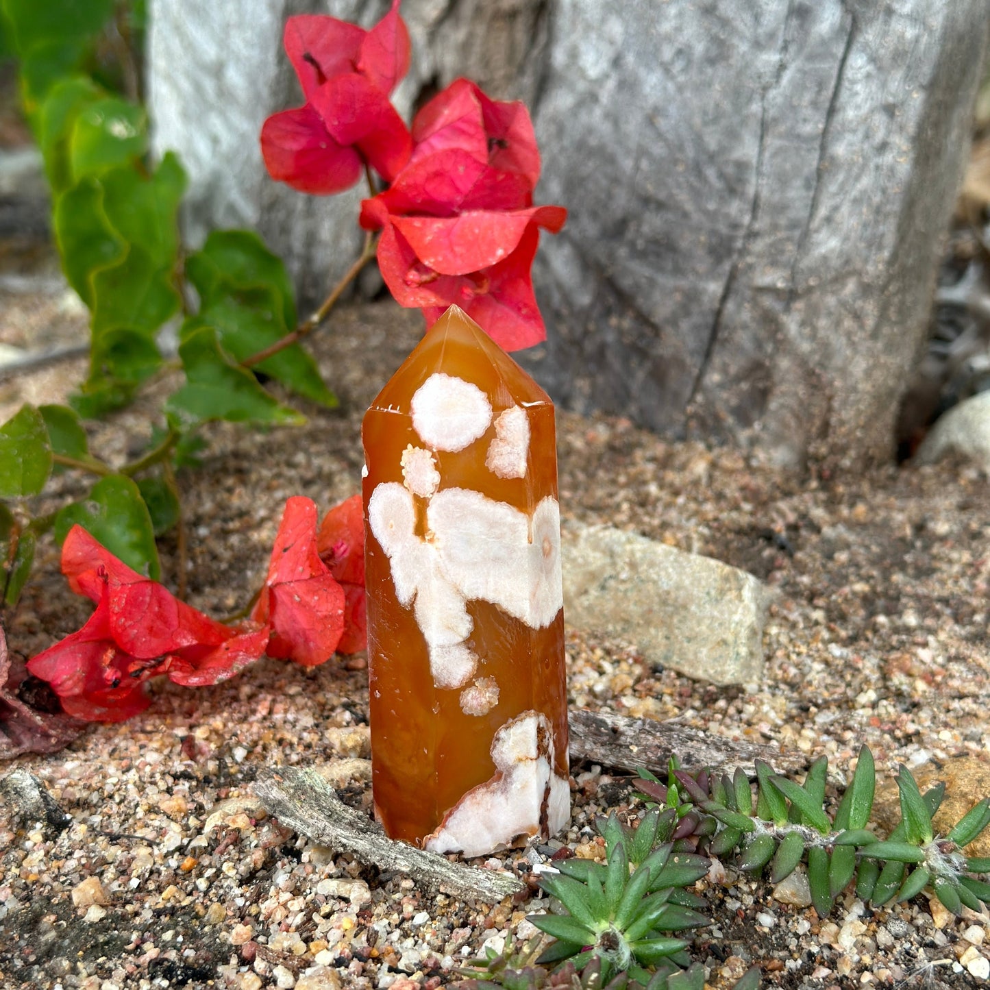 Red Flower Agate Tower