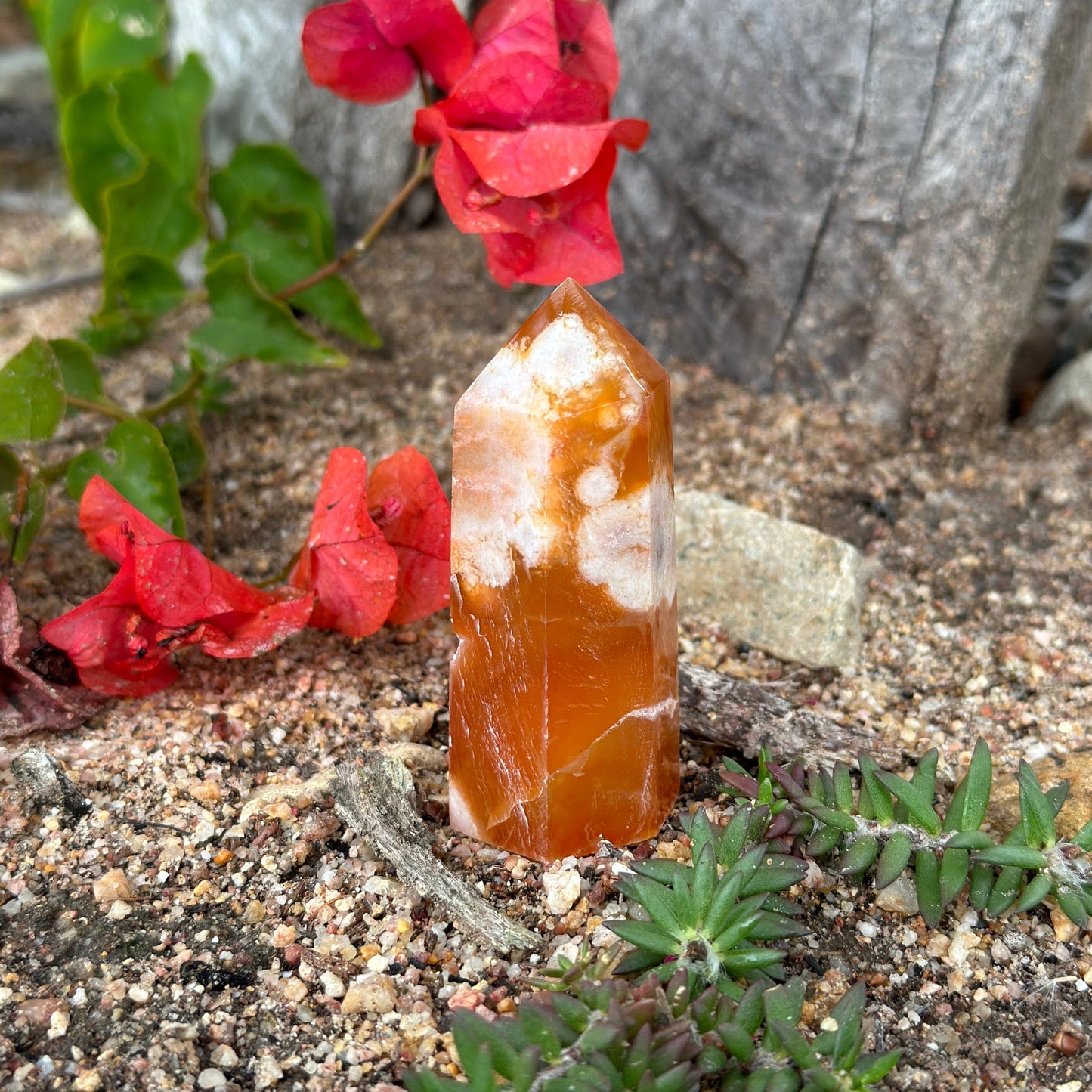 Red Flower Agate Tower