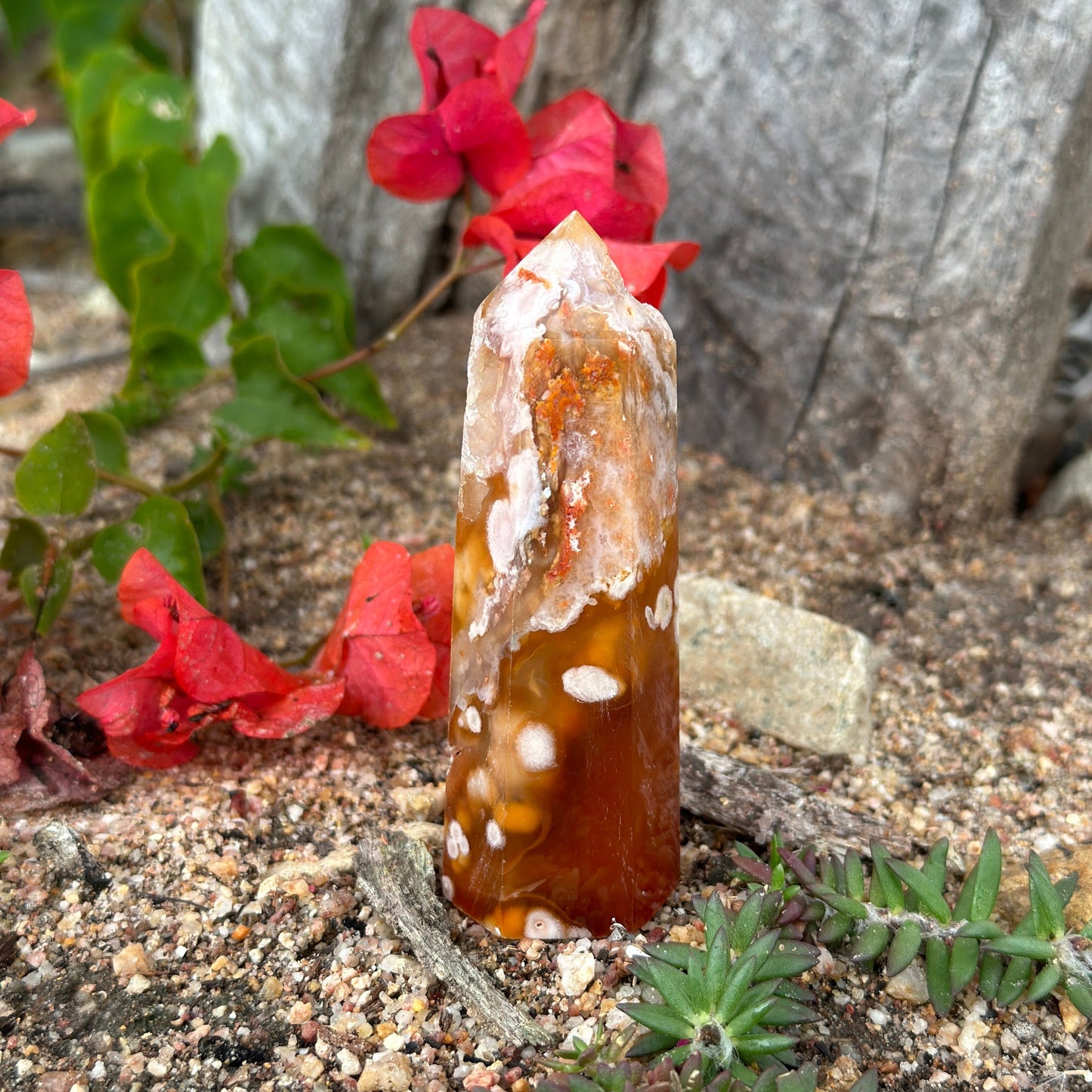 Red Flower Agate Tower