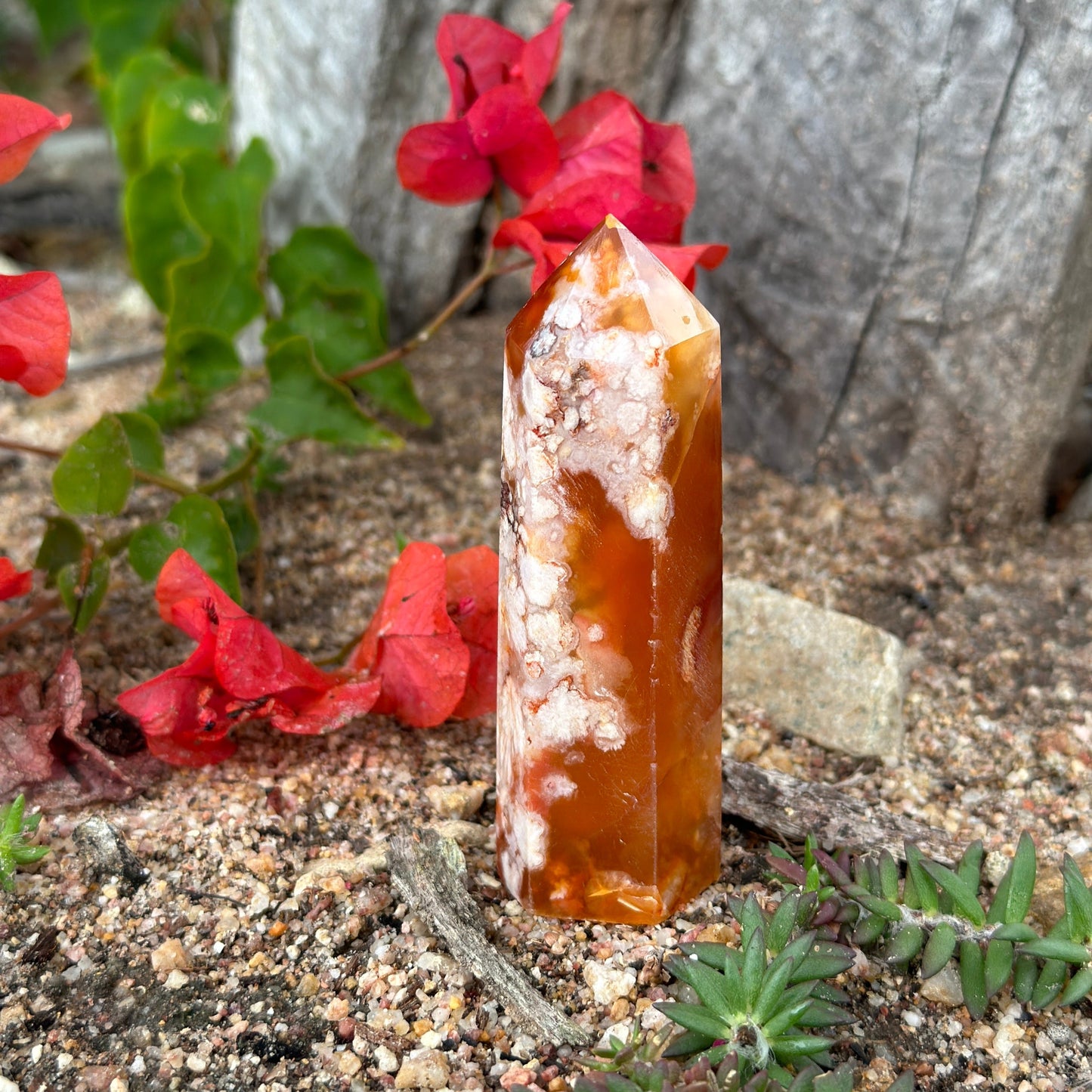 Red Flower Agate Tower