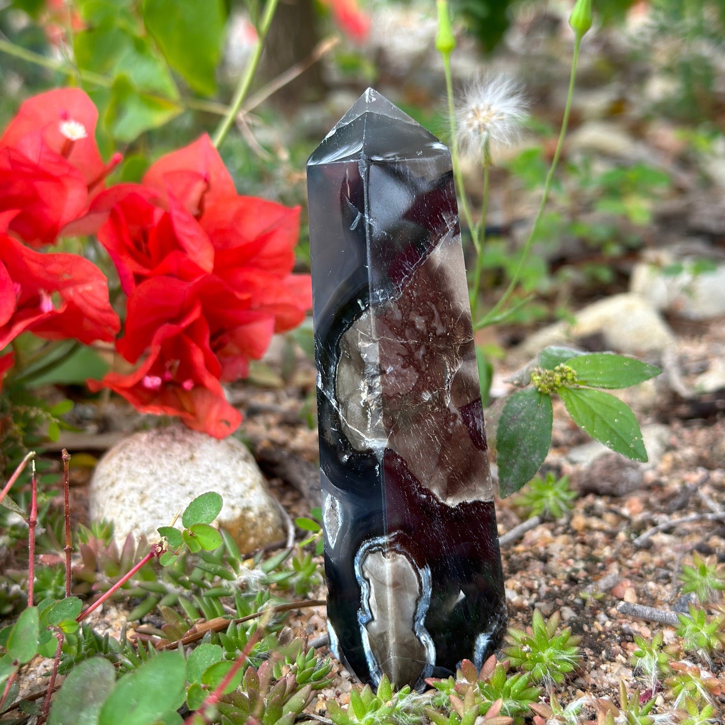 Volcanic Agate Four Sided Tower (UV-light reactive)