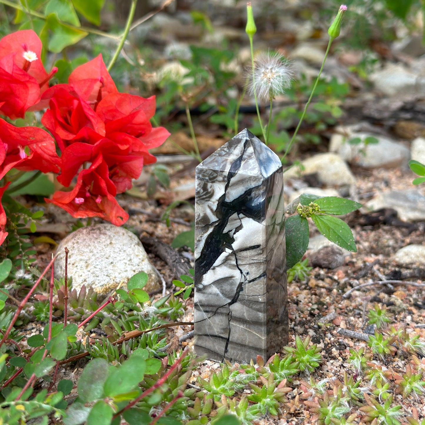 Volcanic Agate Four Sided Tower (UV-light reactive)