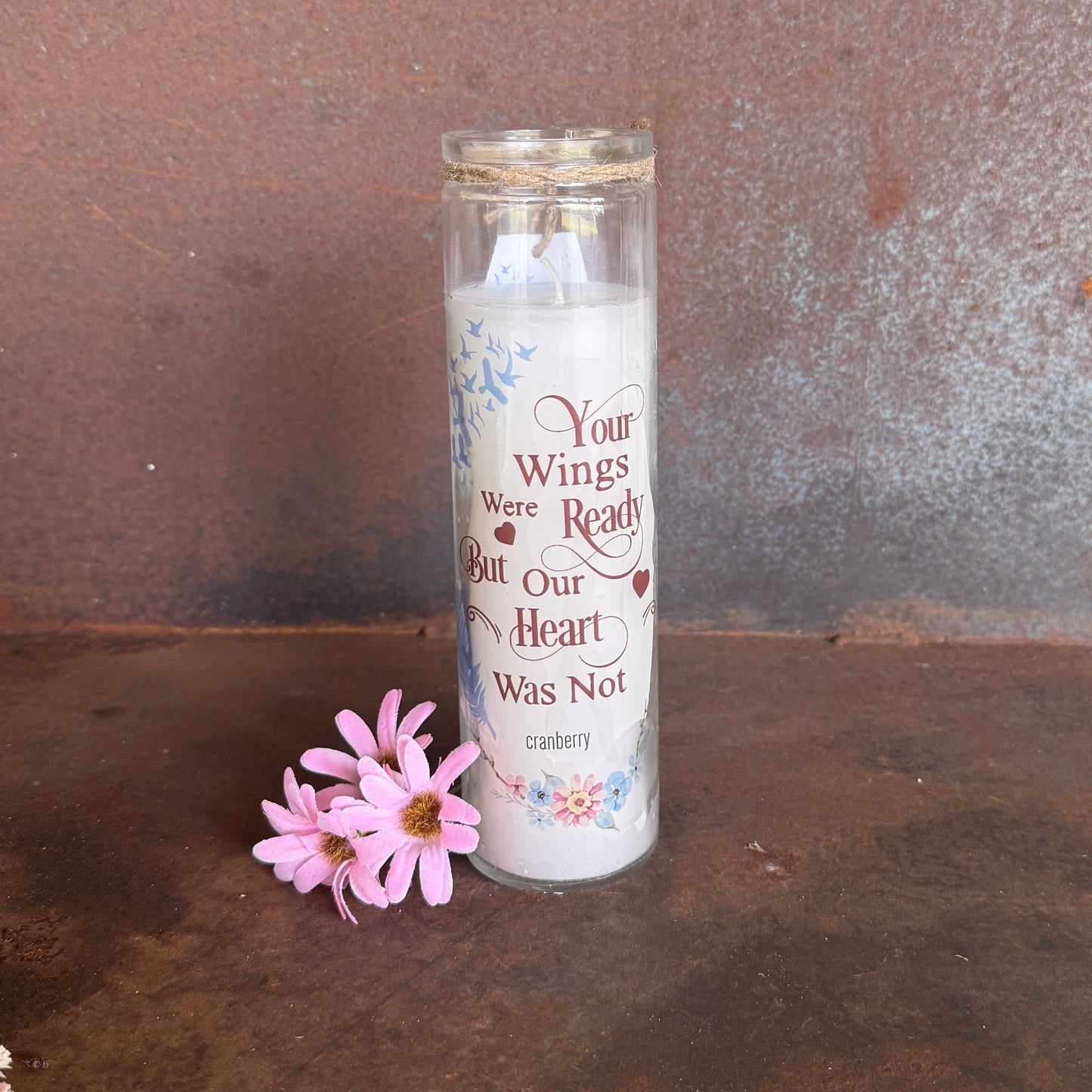 “Your Wings Were Ready But Our Hearts Were Not” Memorial Candle – Spiritual Gift for Grief & Healing