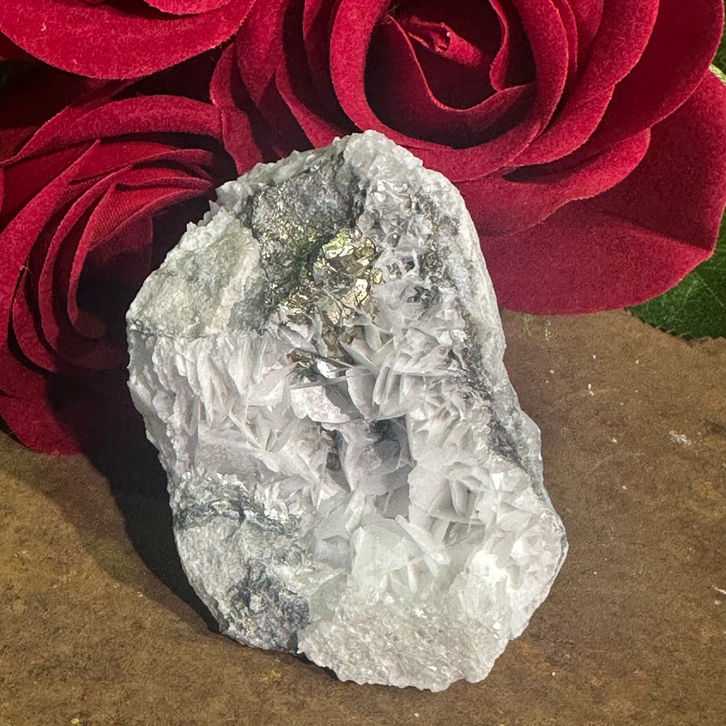 Rose Petal Calcite Specimen – Emotional Healing, Self-Love & Spiritual Clarity