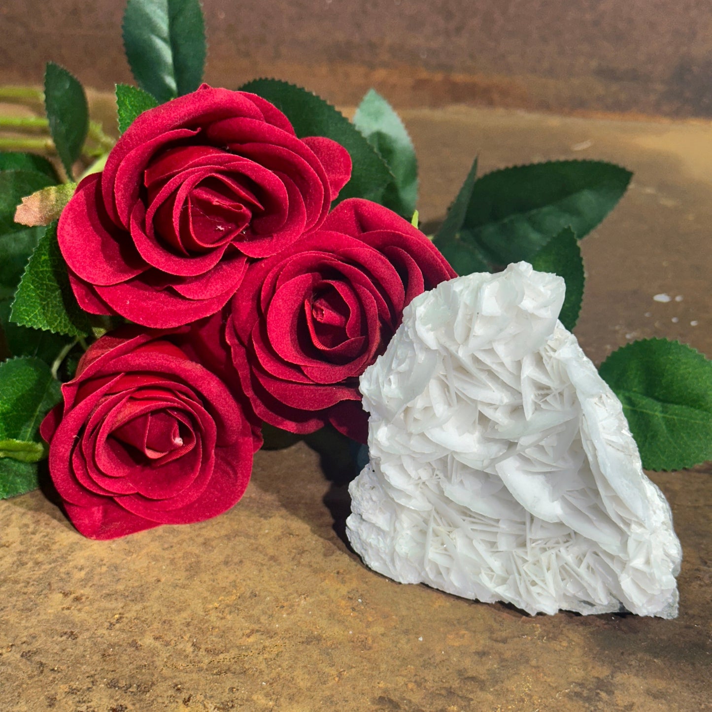 Rose Petal Calcite Specimen – Emotional Healing, Self-Love & Spiritual Clarity