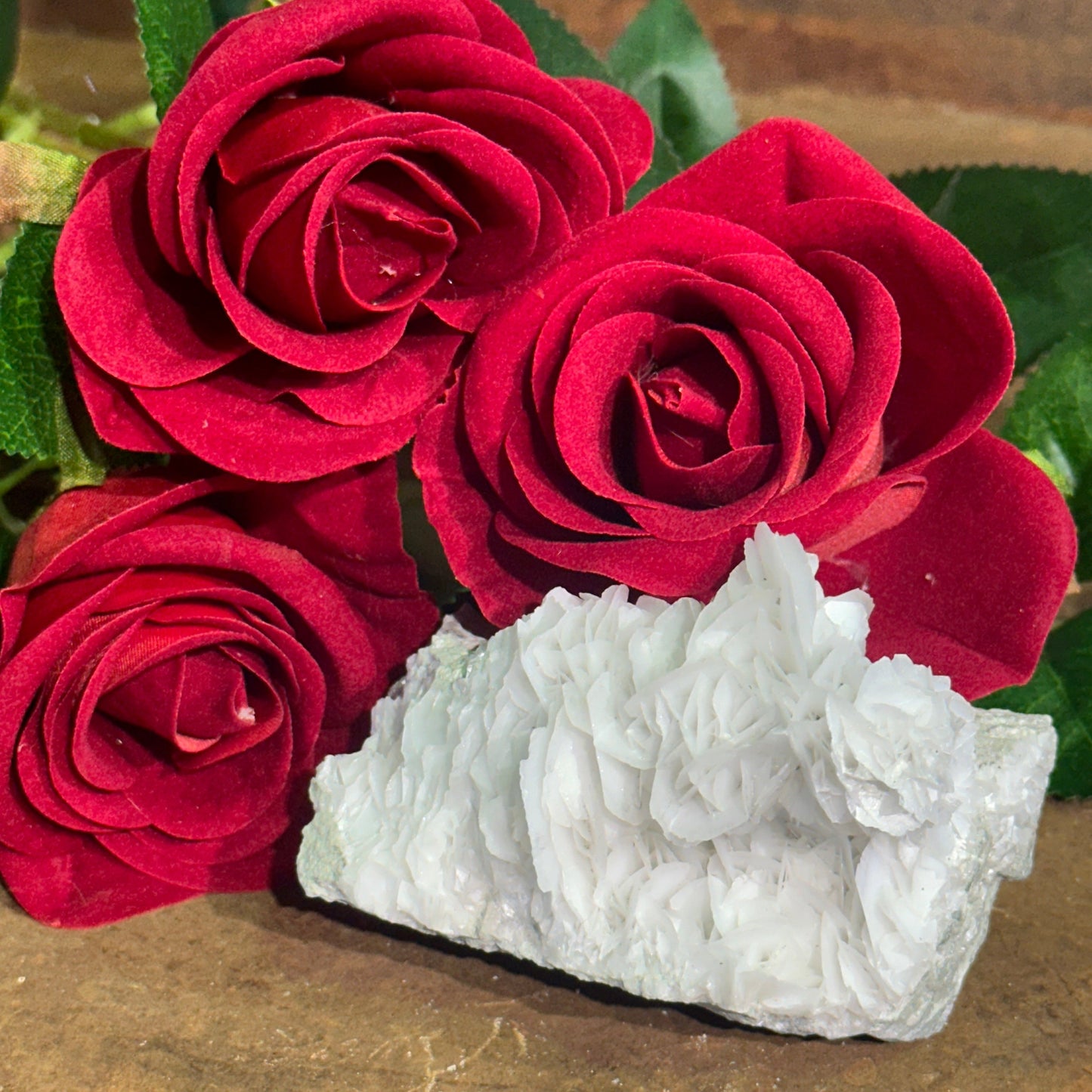 Rose Petal Calcite Specimen – Emotional Healing, Self-Love & Spiritual Clarity