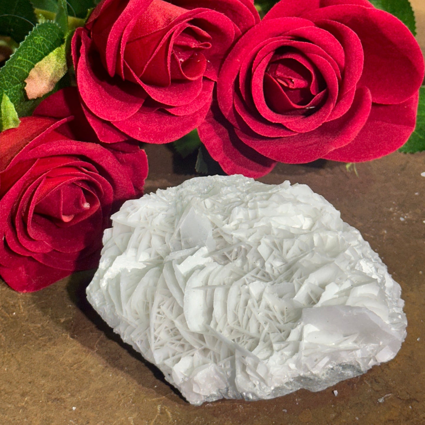 Rose Petal Calcite Specimen – Emotional Healing, Self-Love & Spiritual Clarity
