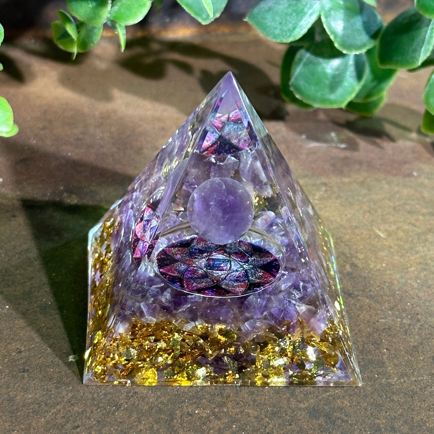 Tranquil Spirit Orgonite Pyramid with Amethyst - Spiritual Healing, Emotional Balance & Protection