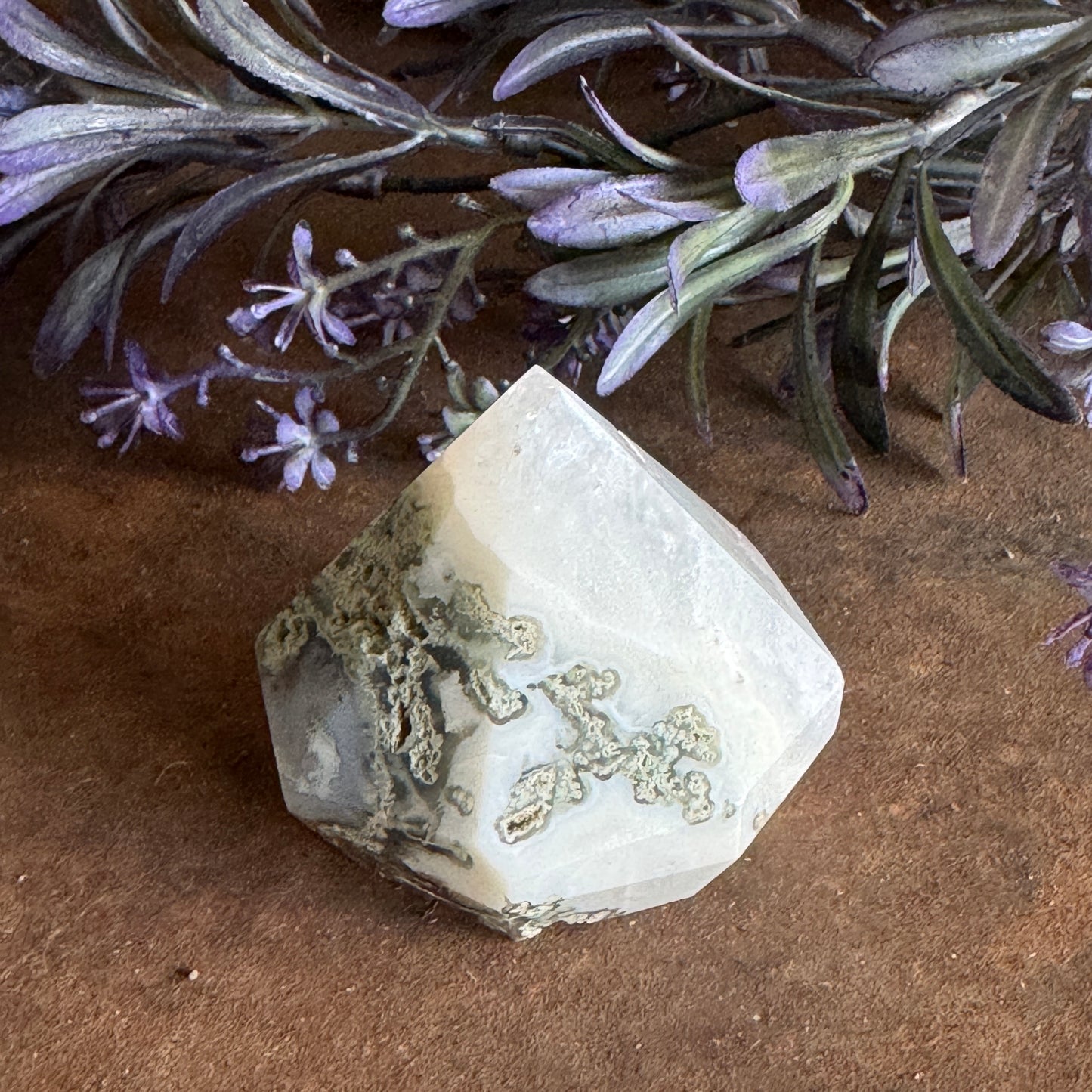 Moss Agate Crystal Diamond Cut Shape