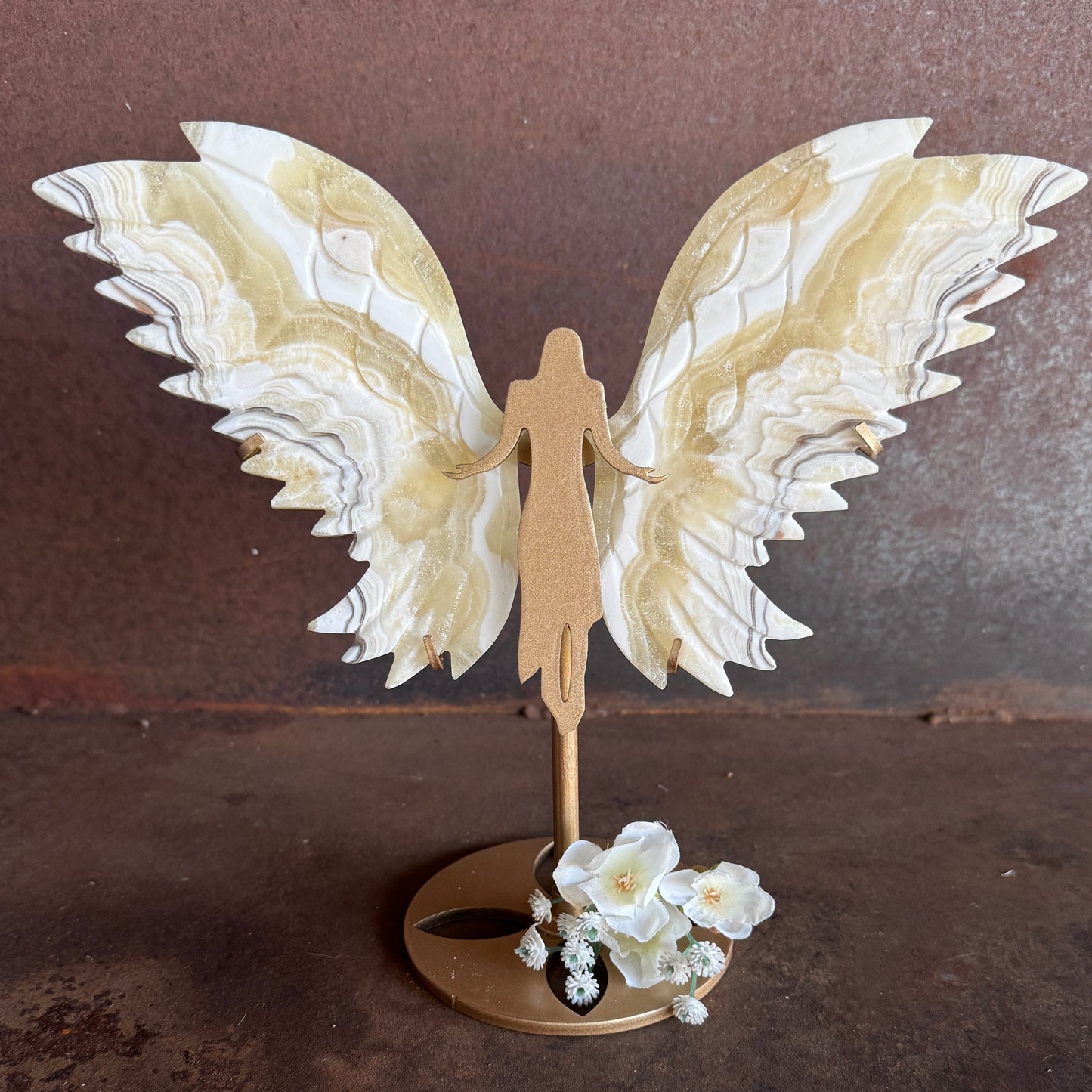 White and Orange Calcite Crystal Wings – Energy, Creativity & Spiritual Healing