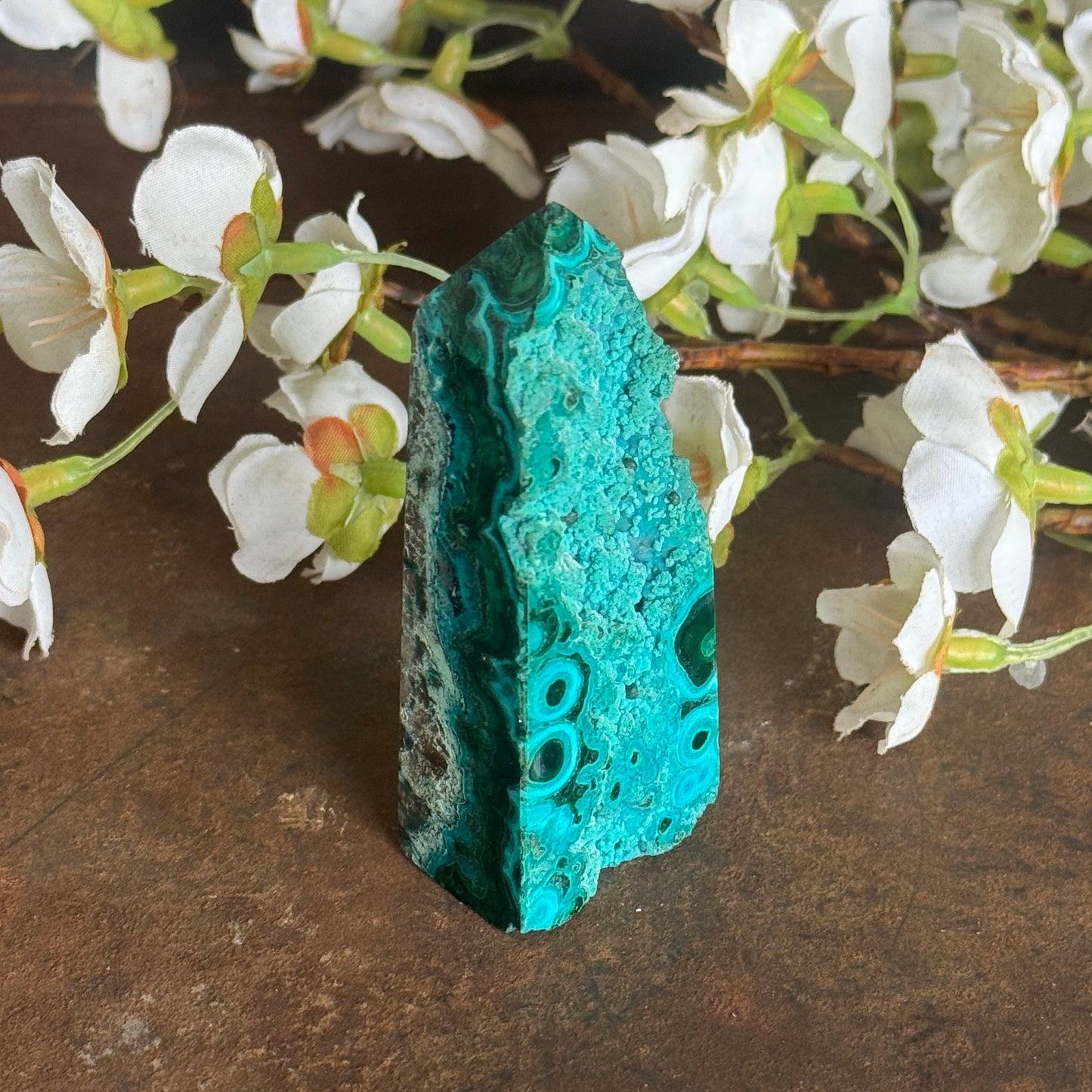 Chrysocolla & Malachite Crystal Tower – Heart Chakra Healing, Protection & Emotional Balance
