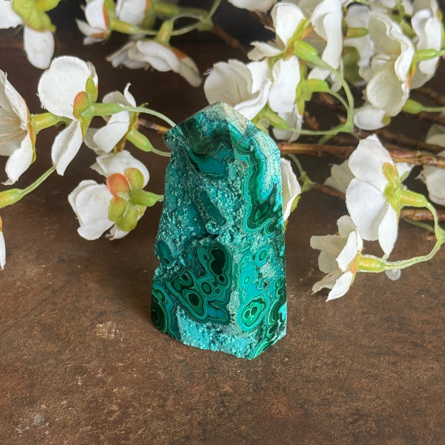 Chrysocolla & Malachite Crystal Tower – Heart Chakra Healing, Protection & Emotional Balance