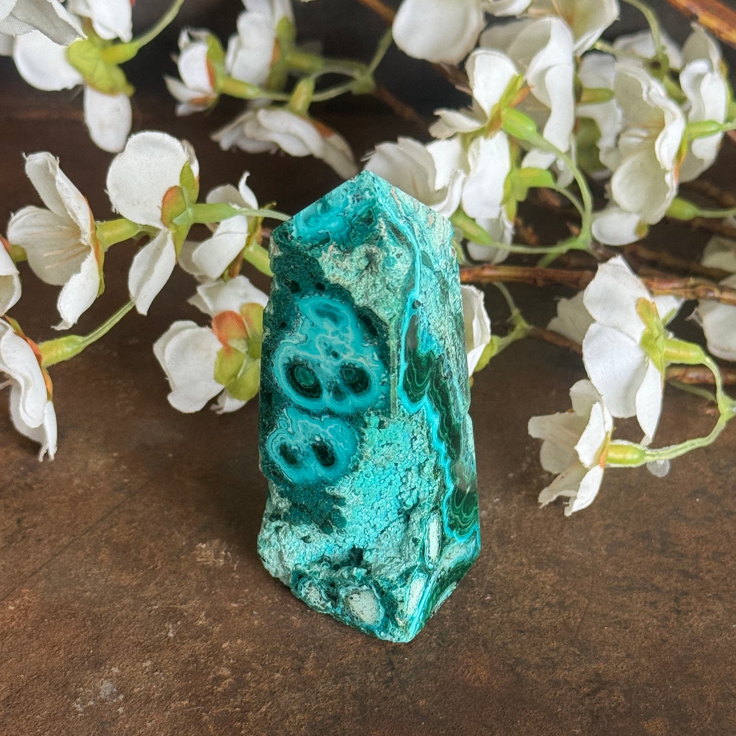 Chrysocolla & Malachite Crystal Tower – Heart Chakra Healing, Protection & Emotional Balance