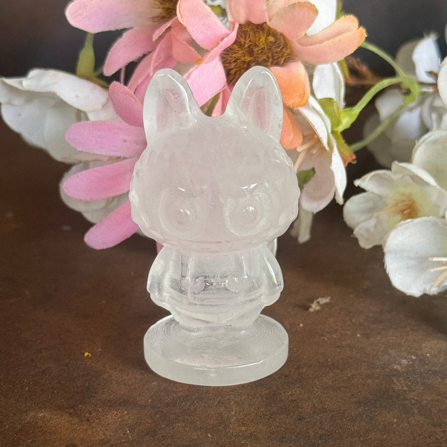 Clear Quartz Crystal Labubu – Spiritual Healing Figurine for Clarity, Light & Energy Amplification