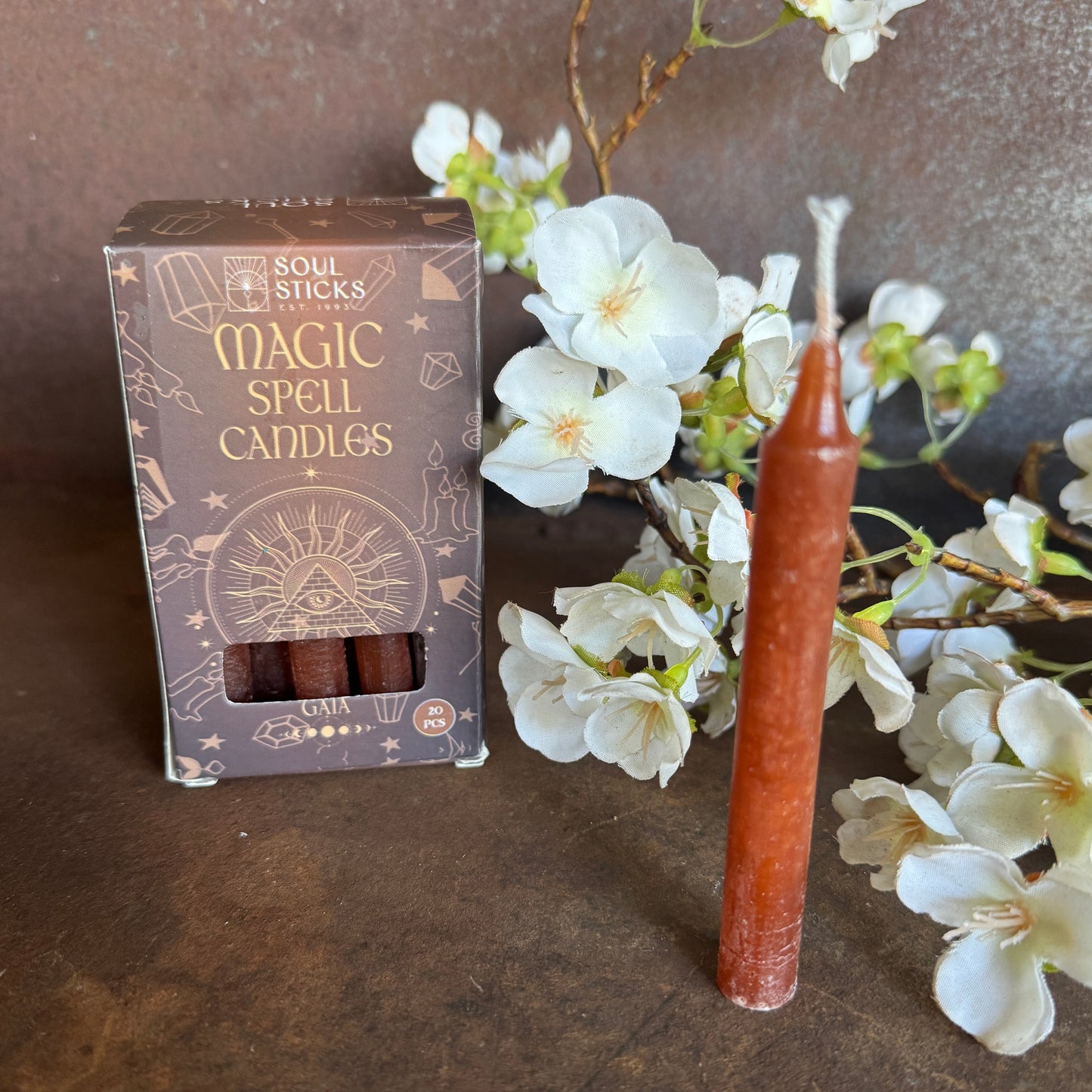 Brown Spell Candles – GAIA Magic (20 Pack) for Grounding, Protection & Gaia Energy Work