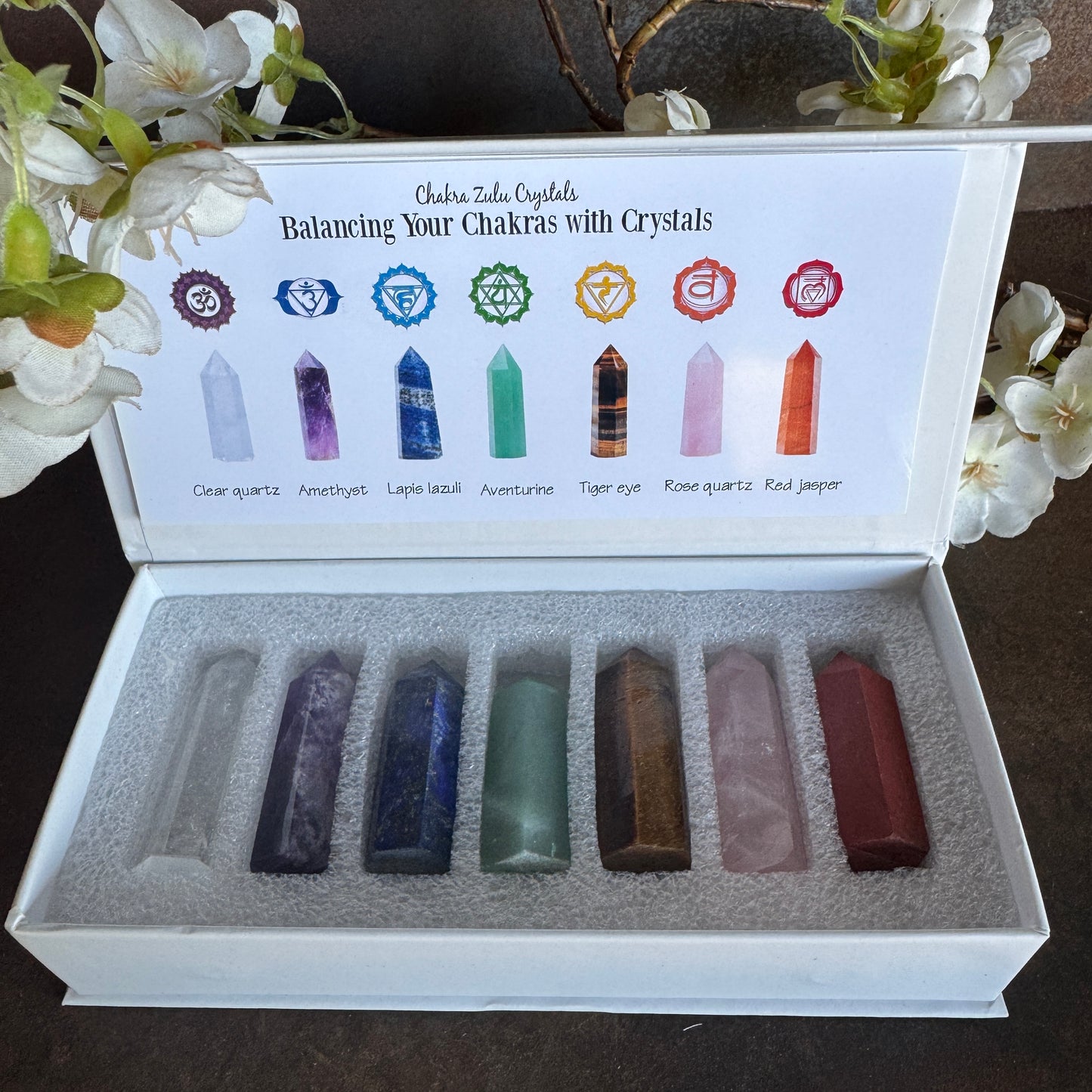 Natural Crystal Chakra Tower Set – Balance Your Energy with 7 Chakra Crystals