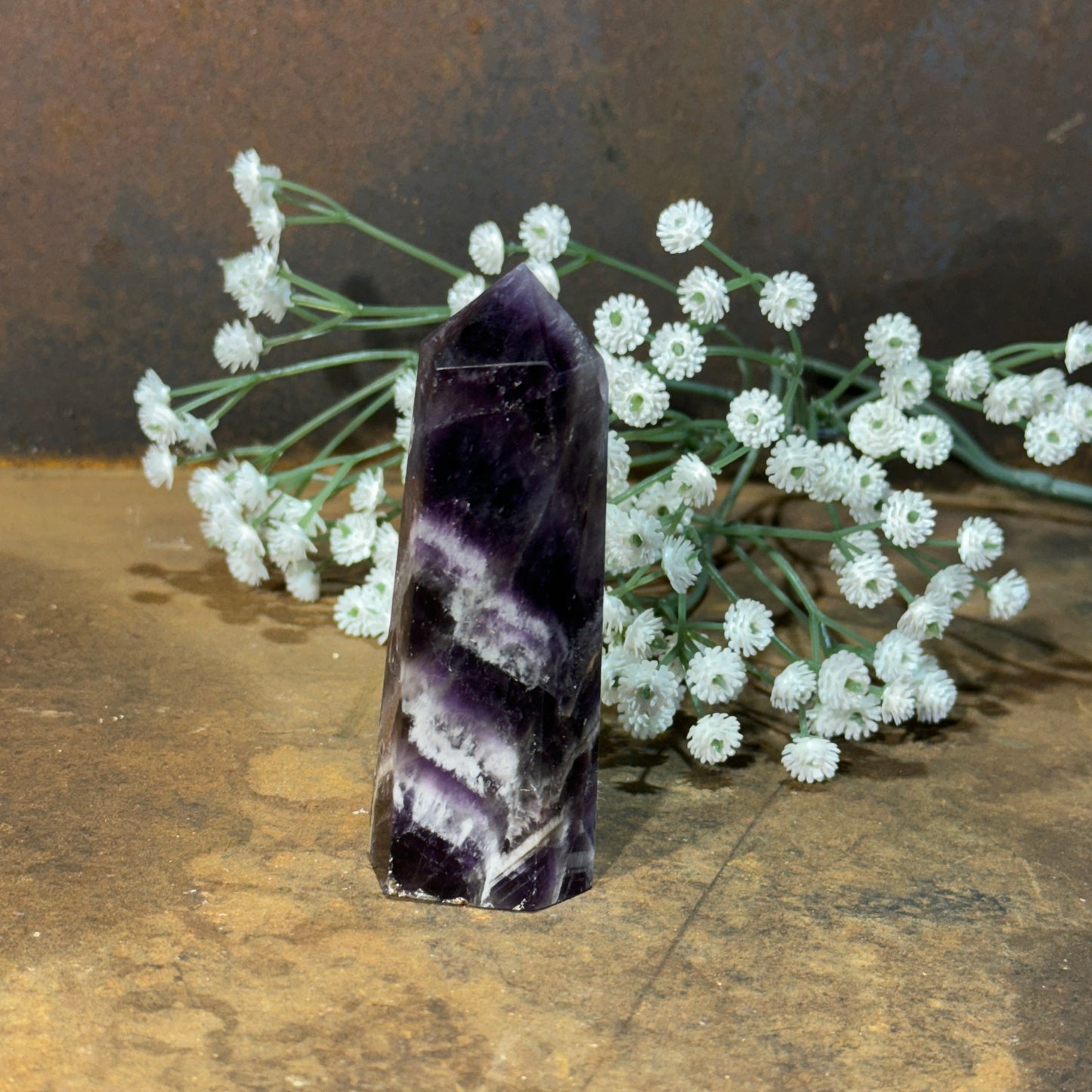 Chevron Amethyst Tower – Spiritual Awareness, Intuition & Emotional Protection