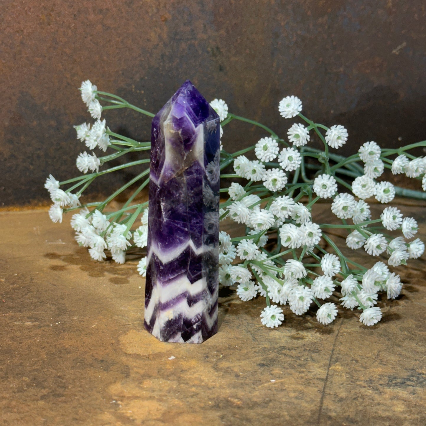 Chevron Amethyst Tower – Spiritual Awareness, Intuition & Emotional Protection
