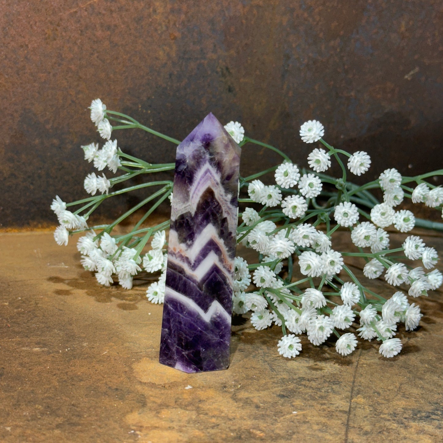 Chevron Amethyst Tower – Spiritual Awareness, Intuition & Emotional Protection