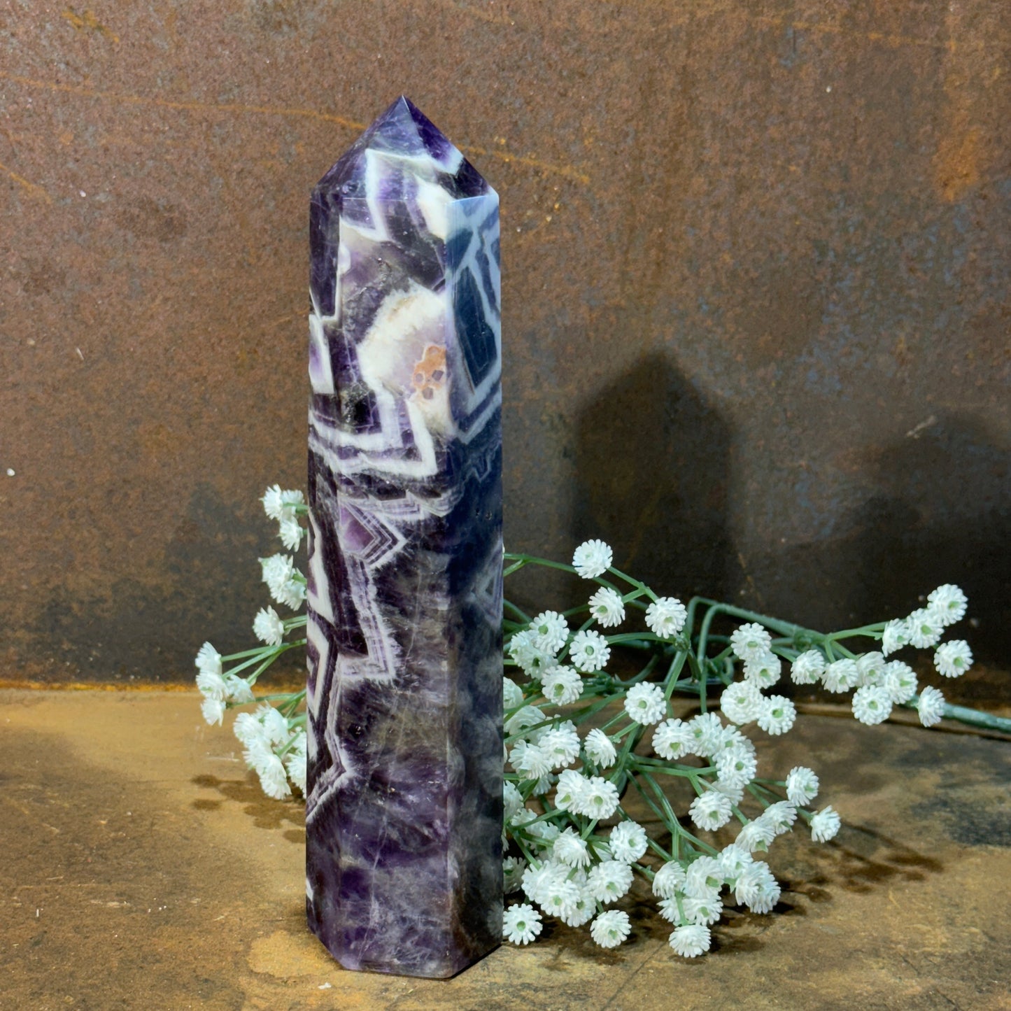 Chevron Amethyst Tower – Spiritual Awareness, Intuition & Emotional Protection