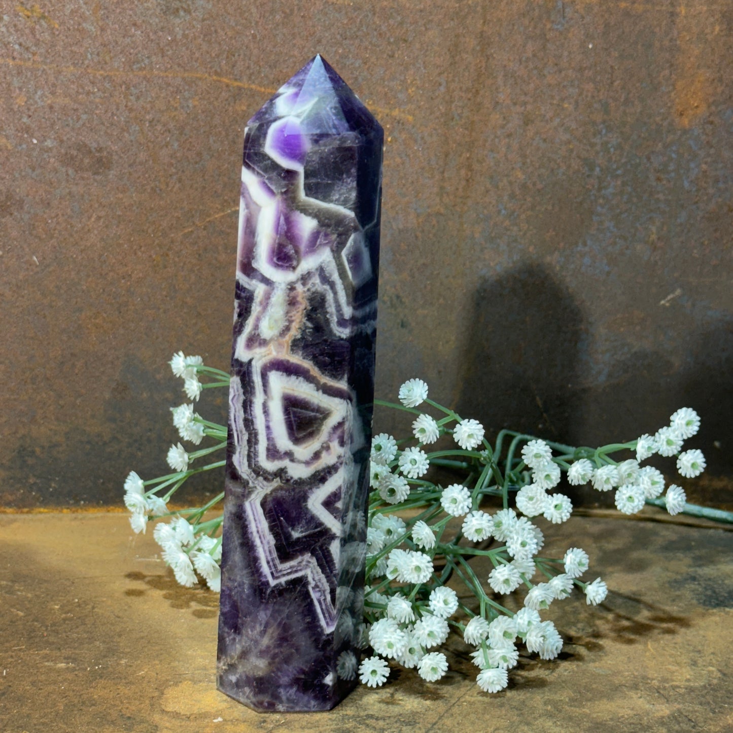 Chevron Amethyst Tower – Spiritual Awareness, Intuition & Emotional Protection