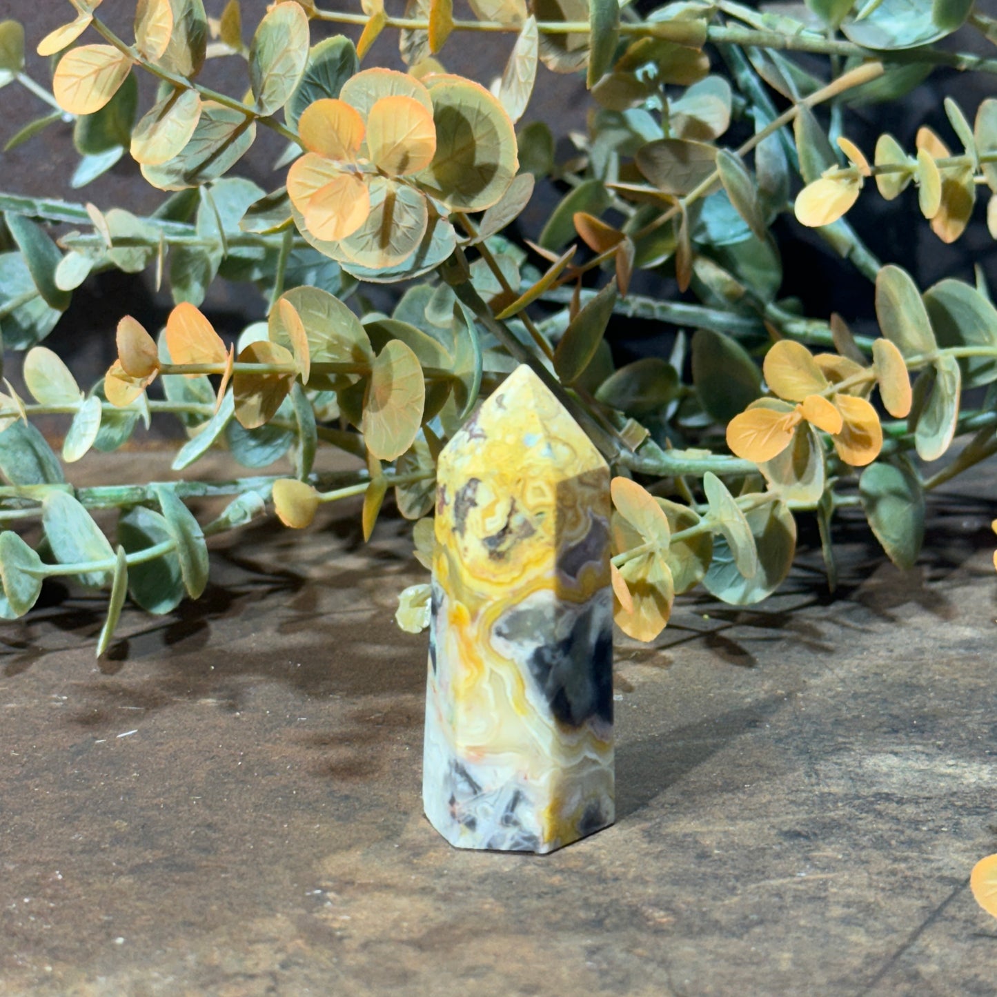 Yellow Crazy Lace Agate Tower