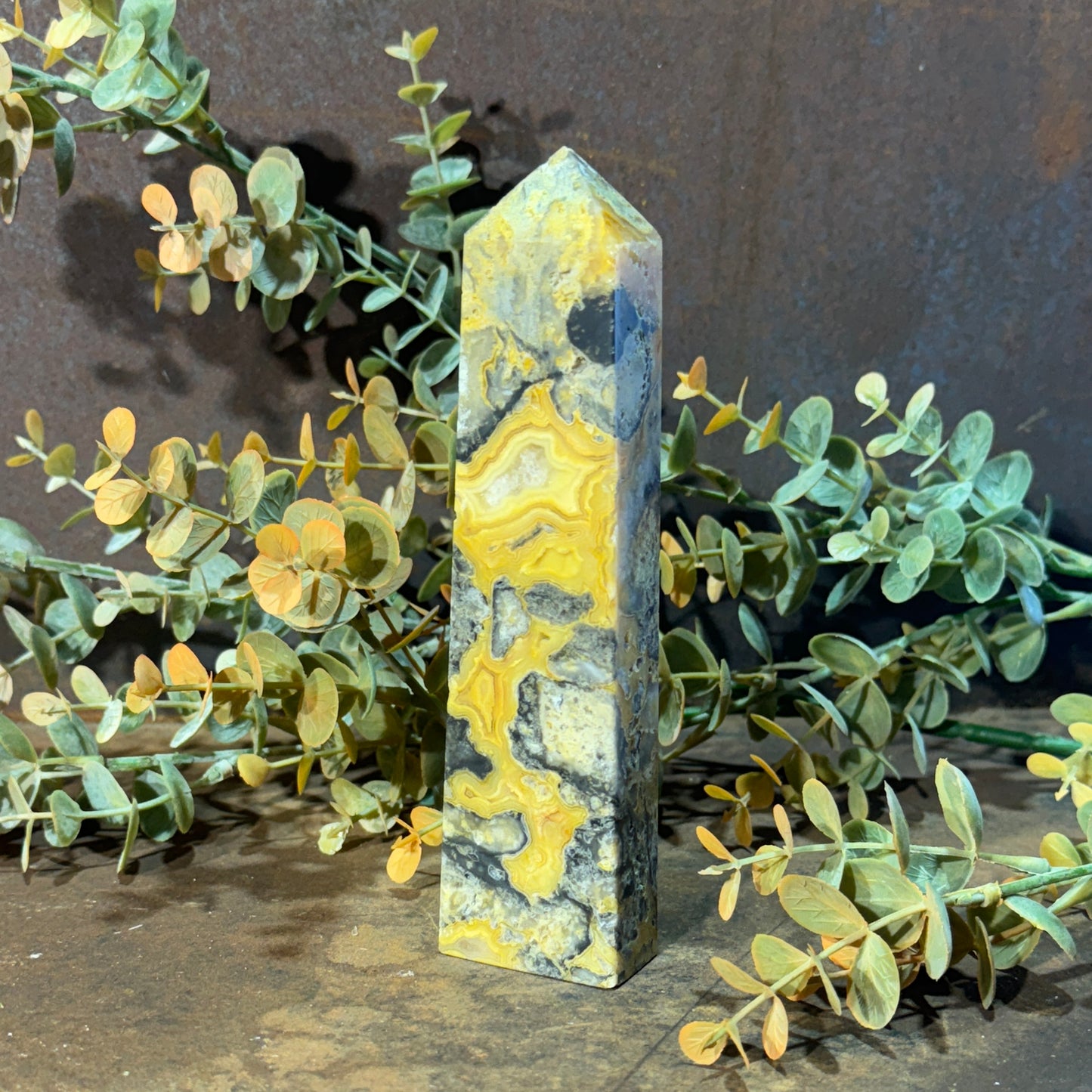 Yellow Crazy Lace Agate Tower