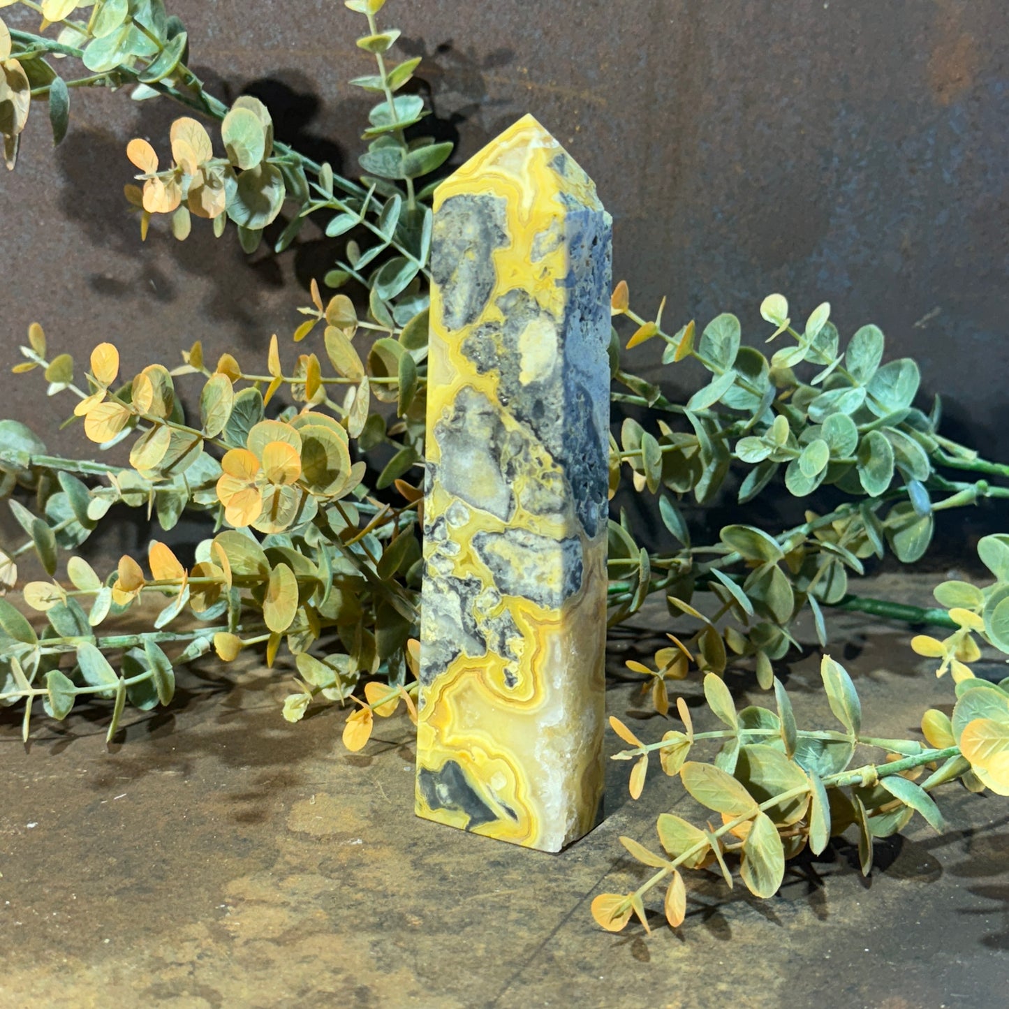 Yellow Crazy Lace Agate Tower