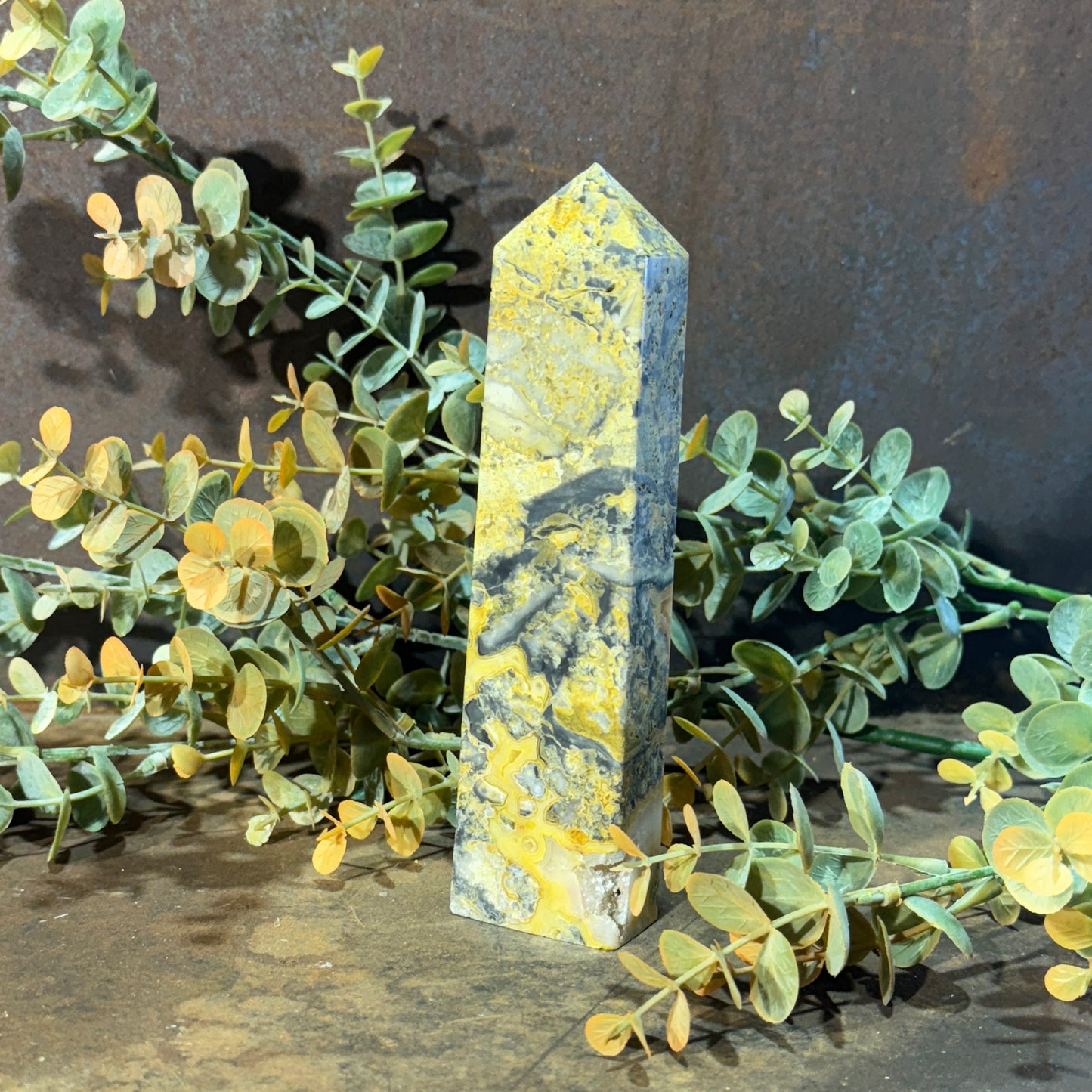 Yellow Crazy Lace Agate Tower