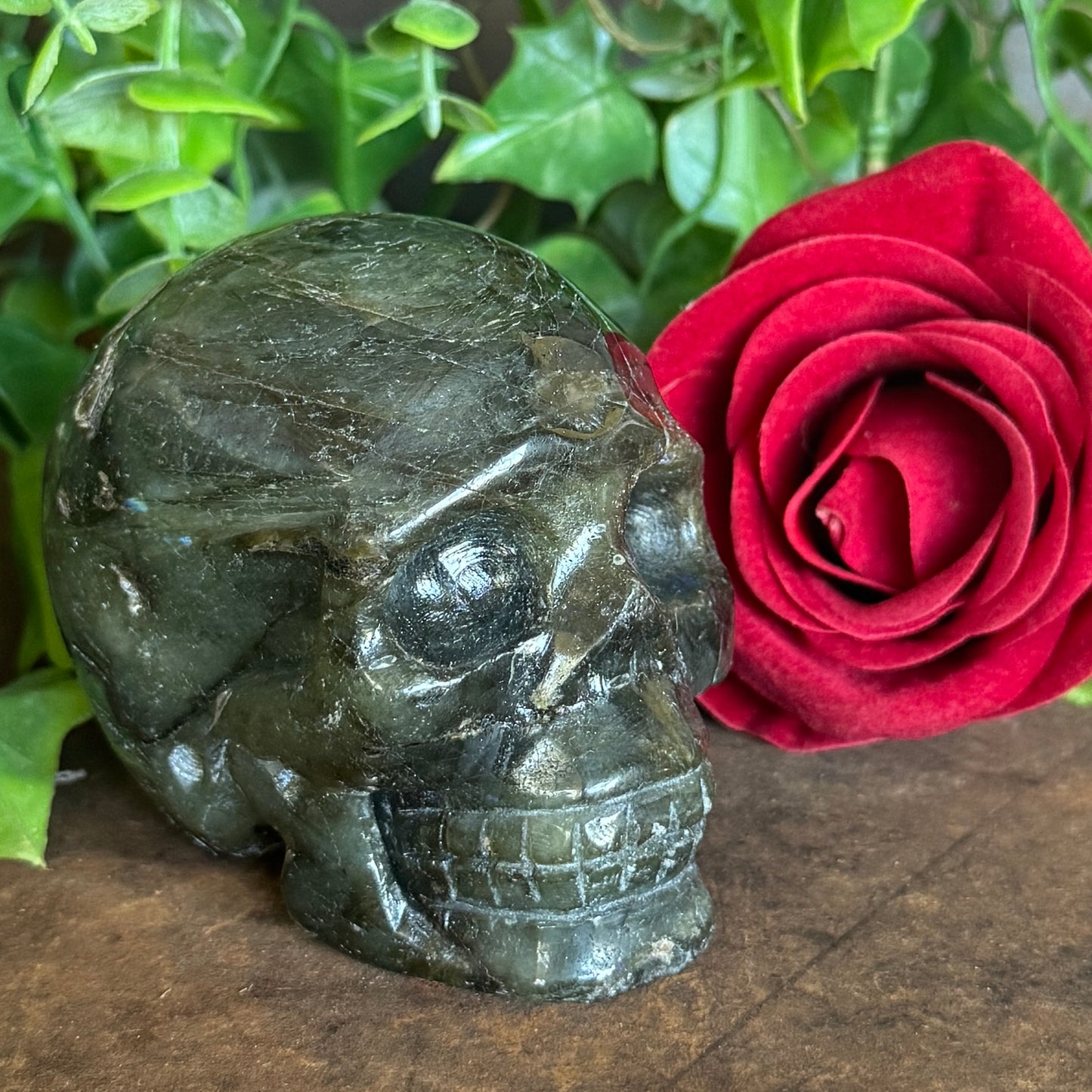 Labradorite Crystal Skull – Stone Skull for Spiritual Protection, Transformation & Intuition (451g