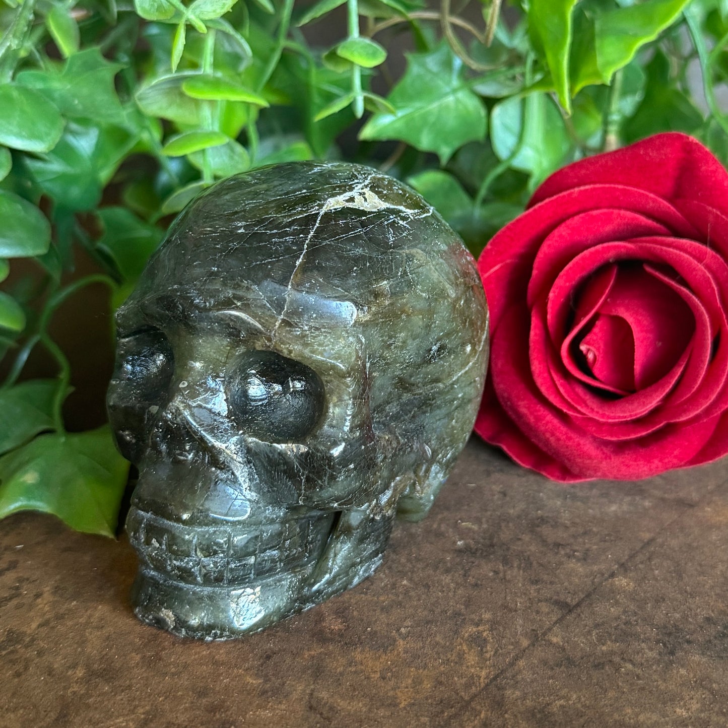 Labradorite Crystal Skull – Stone Skull for Spiritual Protection, Transformation & Intuition (451g