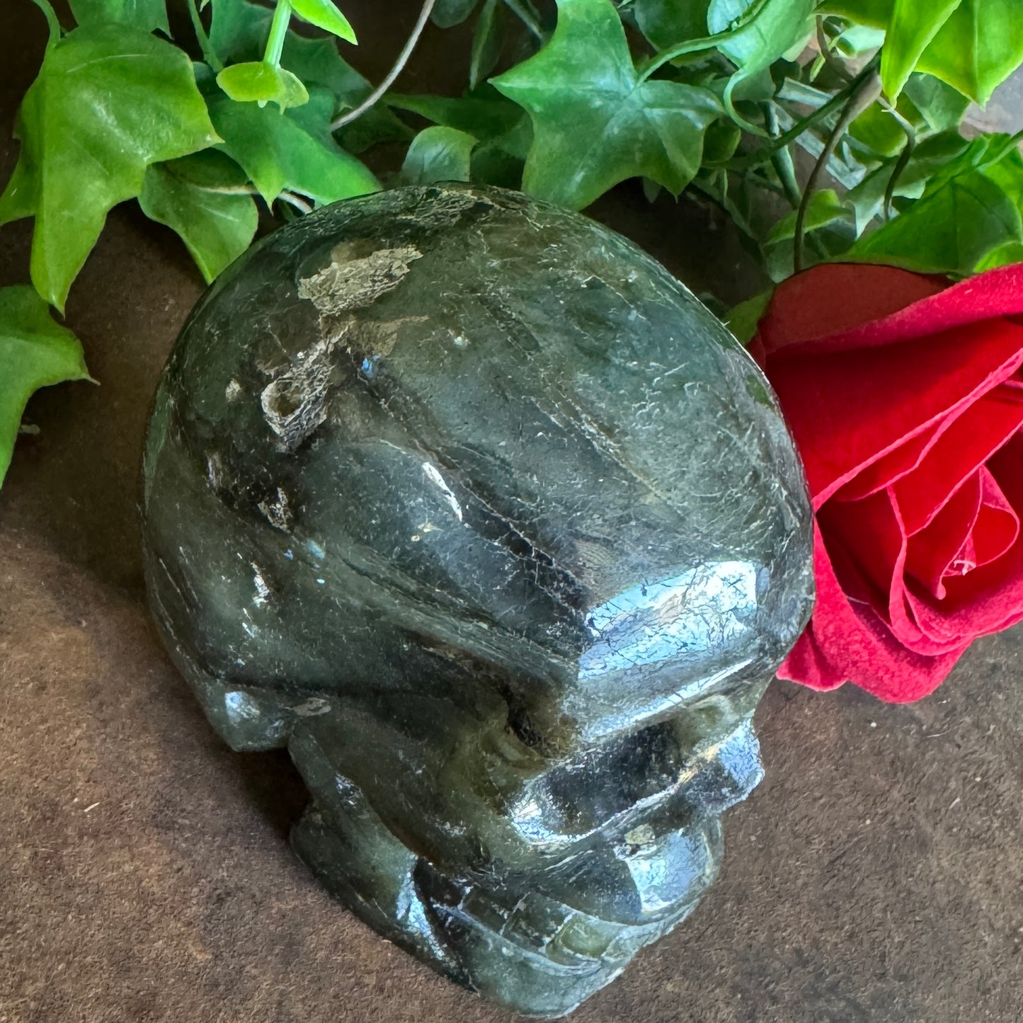 Labradorite Crystal Skull – Stone Skull for Spiritual Protection, Transformation & Intuition (451g