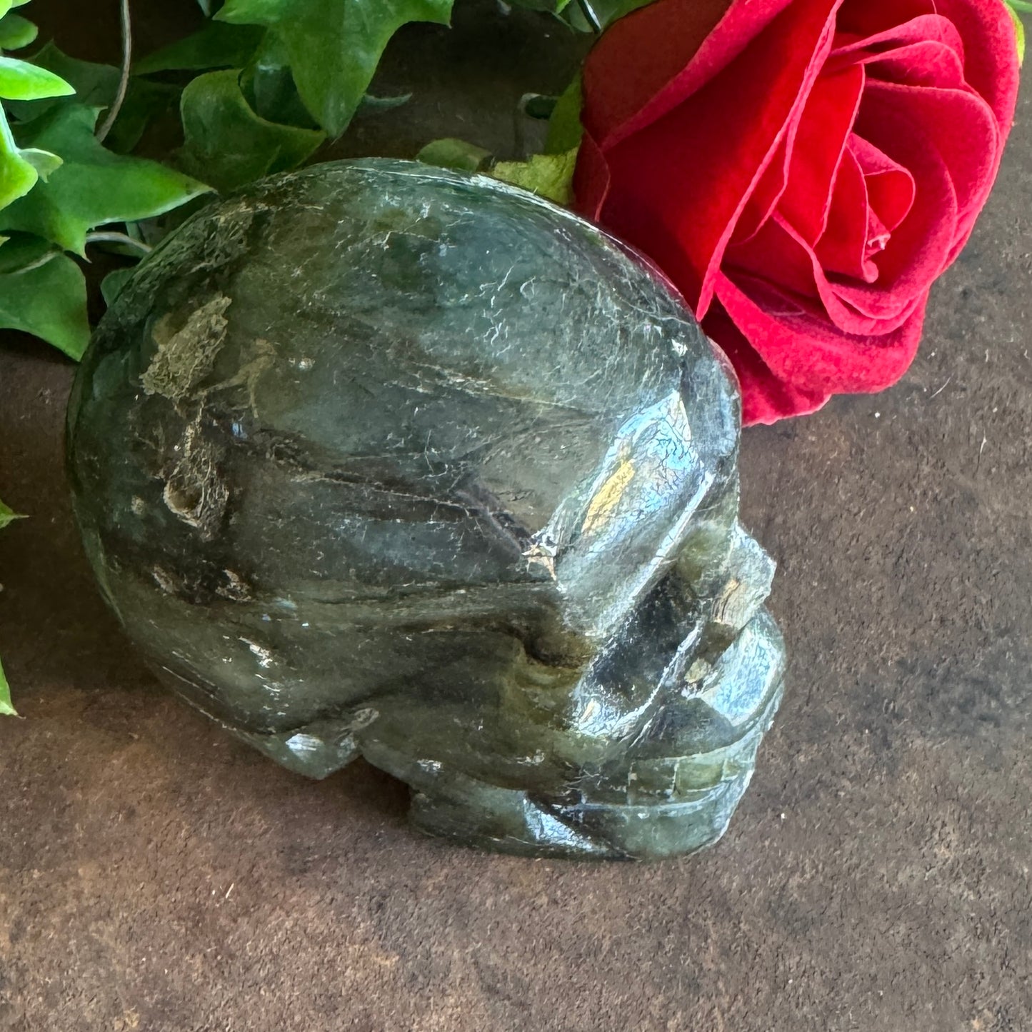 Labradorite Crystal Skull – Stone Skull for Spiritual Protection, Transformation & Intuition (451g